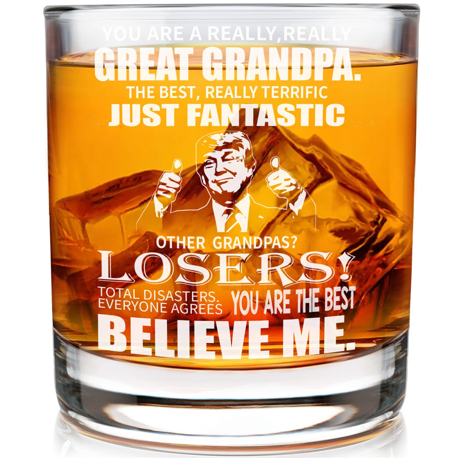 YOOMODERN Grandpa Whisky Glass Birthday Gifts for Grandpa from Grandkids 11Oz Whisky Glass Gift for Grandpa Christmas Fathers Day Drinking Glass Present for Grandfather Wine Glass from Granddaughter