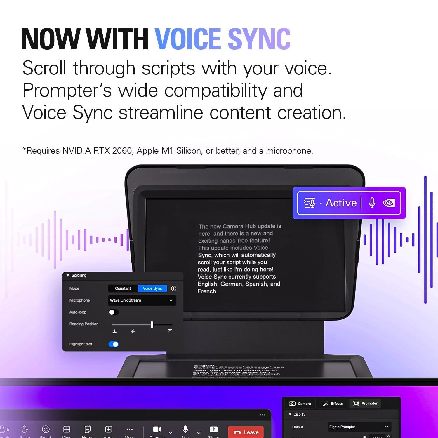 Elgato Prompter – Teleprompter with Built-in Screen for YouTube, Twitch, Zoom, MS Teams and More, Supports DSLR/Webcam/Smartphone, Drag & Drop Monitor Display, Works with Mac/PC & Stream Deck