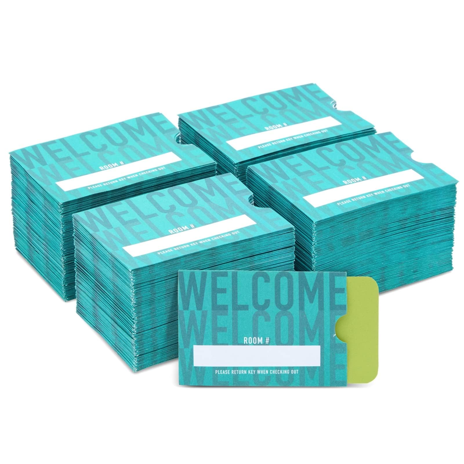 Stockroom Plus 500 Pack Hotel Key Card Envelopes - Key Sleeve Bulk Printed for Room Access, Hotel, Business, and Residents (Teal, 2.4x3.5 in)