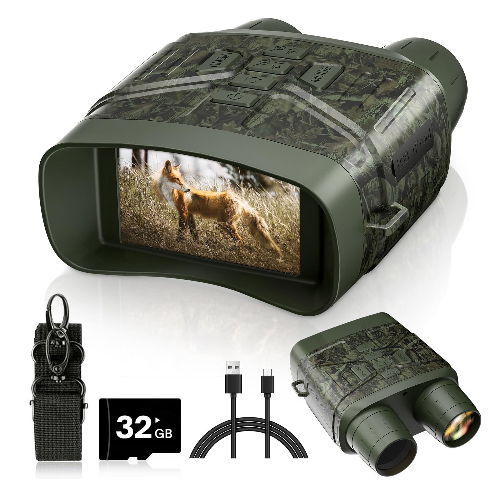 Night Vision Goggles - 4K Night Vision Binoculars for Adults, 3'' HD Screen Binoculars can Save Photo and Video with 32GB TF Card, Camouflage
