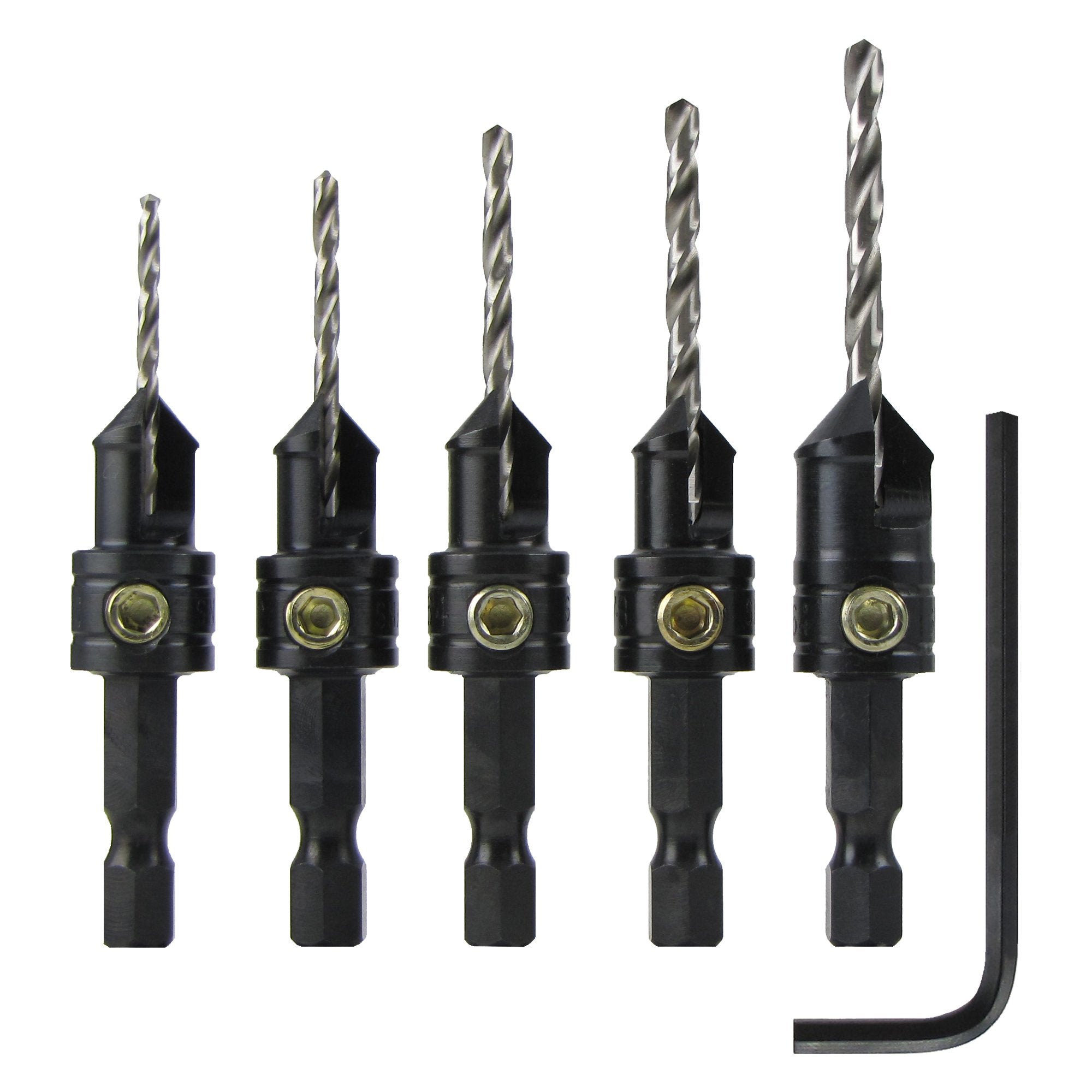 Make it Snappy Tools Quick-Change 5-Pc. Countersink Drill Bit Set. Proudly Made in The USA.