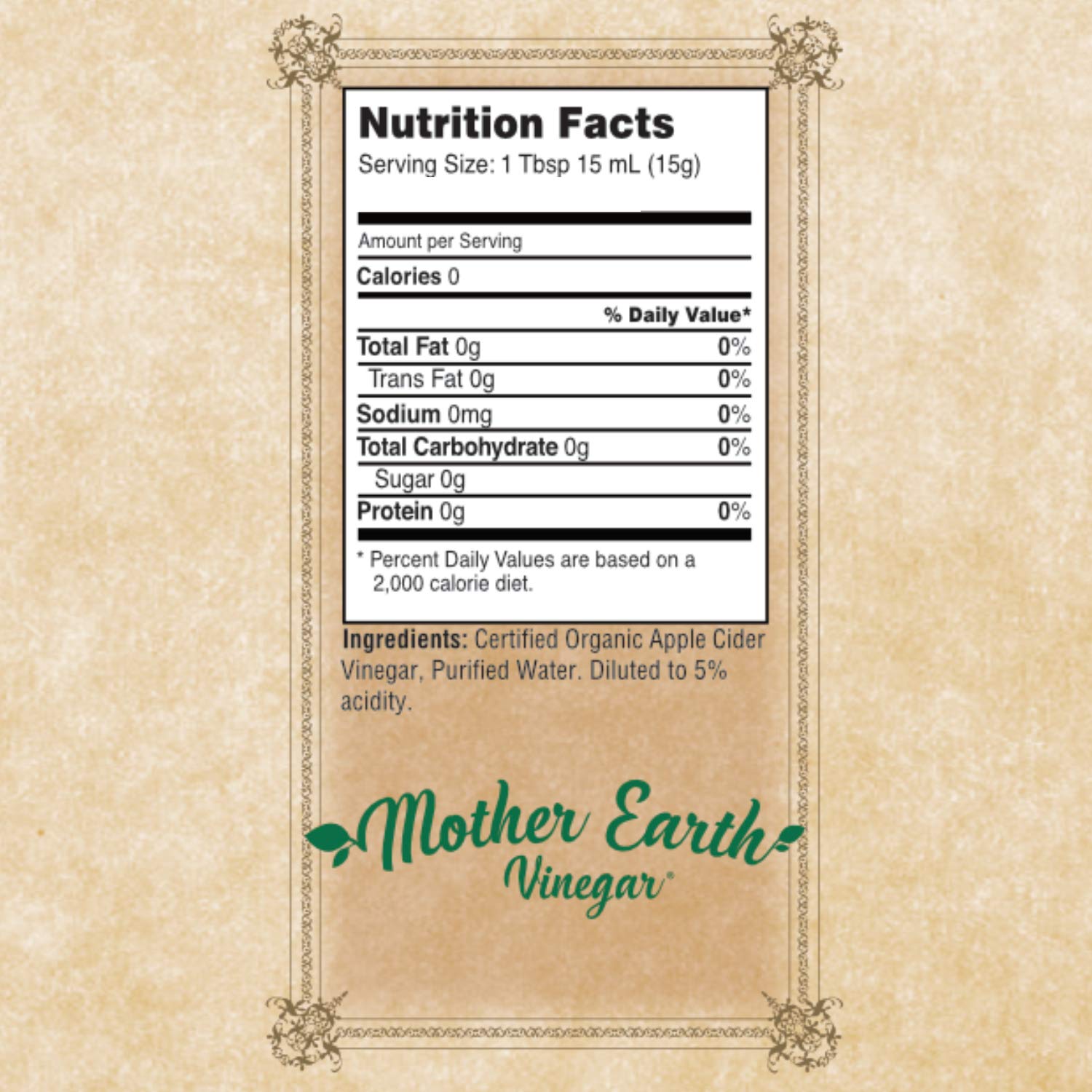 Mother Earth, Organic Apple Cider Vinegar with The Mother, Half Gallon, Fresh Pressed Organic Apples, OACV, ACV, Raw, Unpasteurized, Unfiltered (1/64oz Bottle)