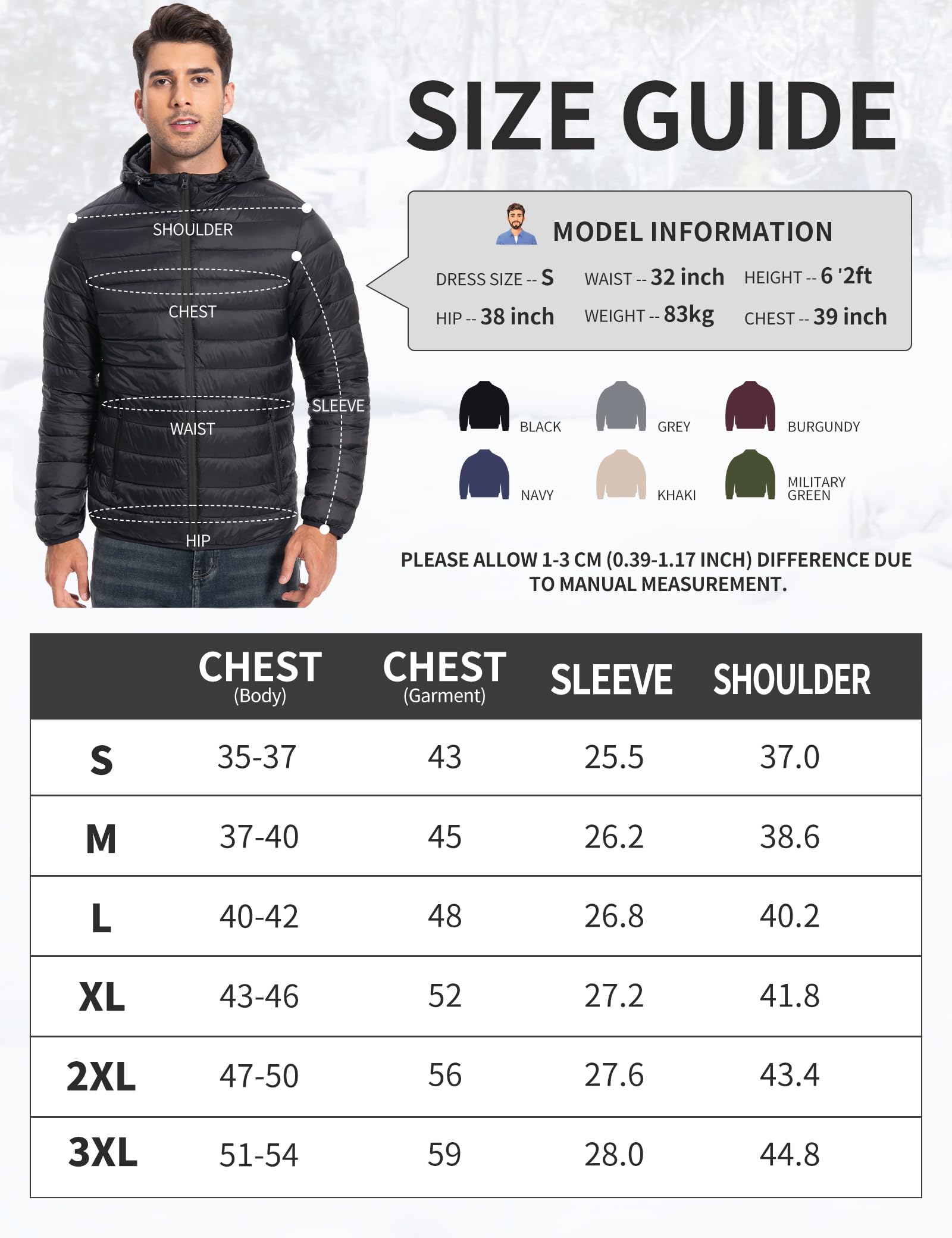 Pioneer Camp Mens Lightweight Packable Puffer Jacket Hooded Insulated Thermal Puffy Winter Jackets for Running Travel