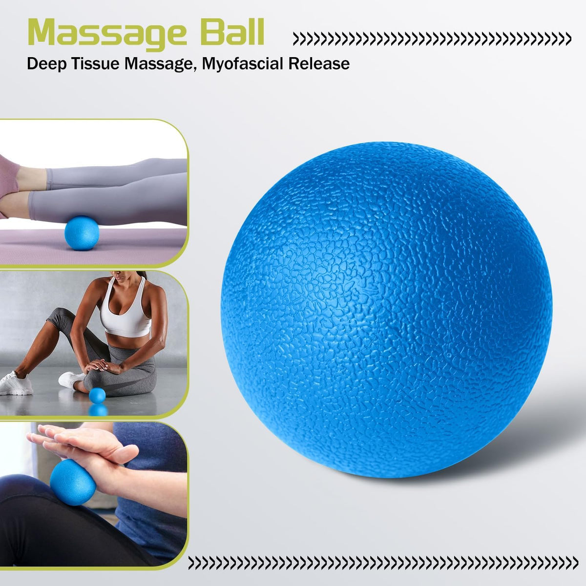 Krightlink 5-in-1 Foam Roller Set, Massage Roller Stick, Massage Ball, Resistance Band for Deep Muscle Massage, Trigger Point Release, Pilates, Yoga (Blue)