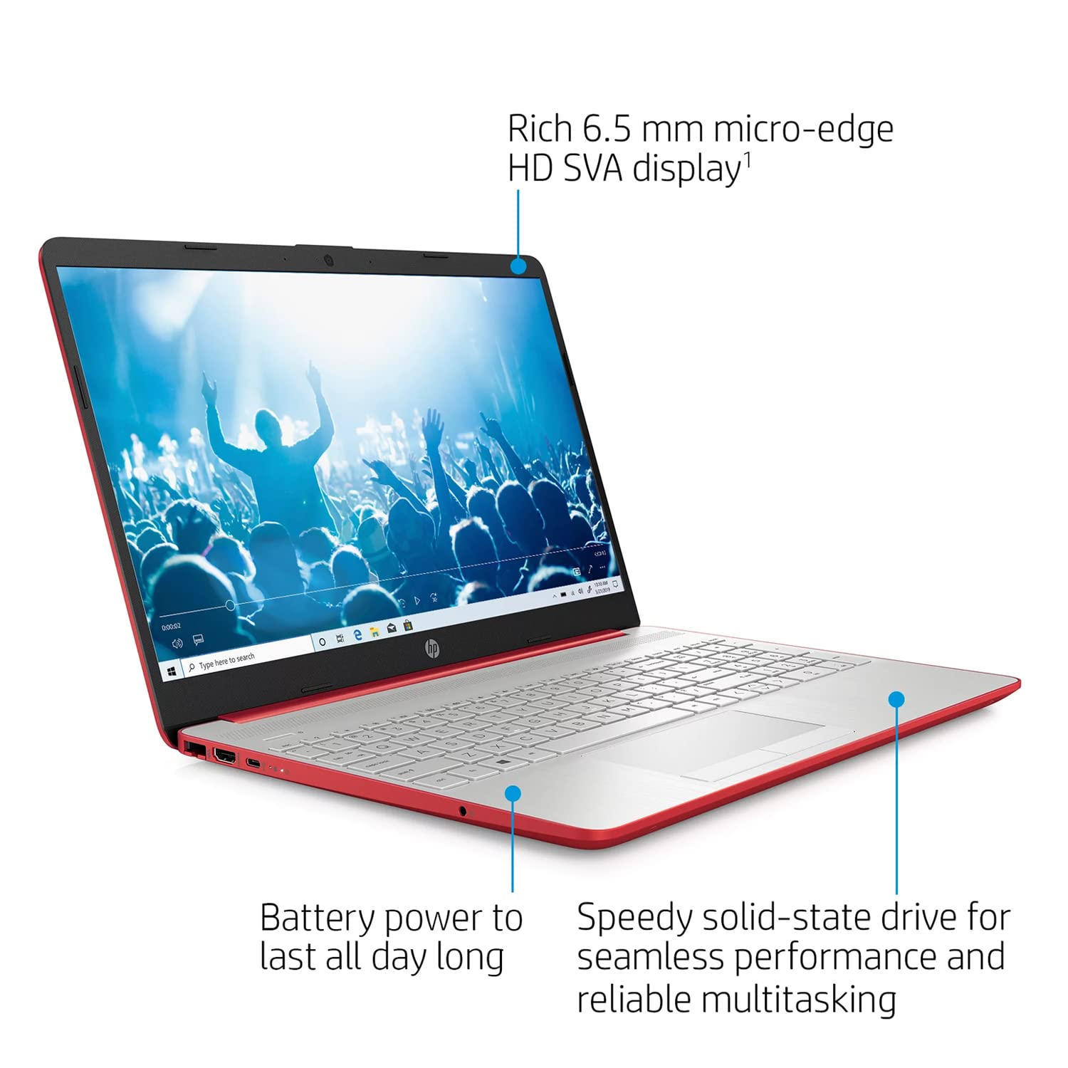 HP 15.6" HD Laptop for Business and Student, Intel Pentium Silver N5030, 16GB RAM, 1TB SATA SSD, Webcam, Media Card Reader, RJ45, HDMI, Wi-Fi, Windows 11 Home, Scarlet Red, KKE Accessories