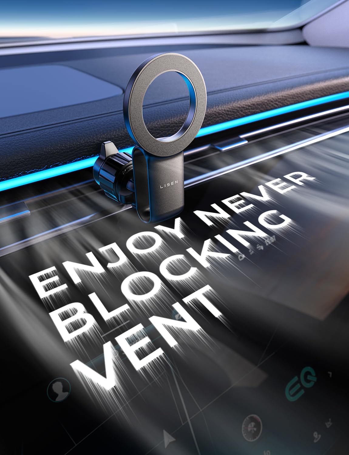 LISEN Fits iPhone 16 15 MagSafe Car Mount - [30 Super Magnets] Magnetic Car Phone Mount, Air Vent Cell Phone Holder, Automobile Car Phone Hold for iPhone 16 15 14 13 12 Pro Max Plus