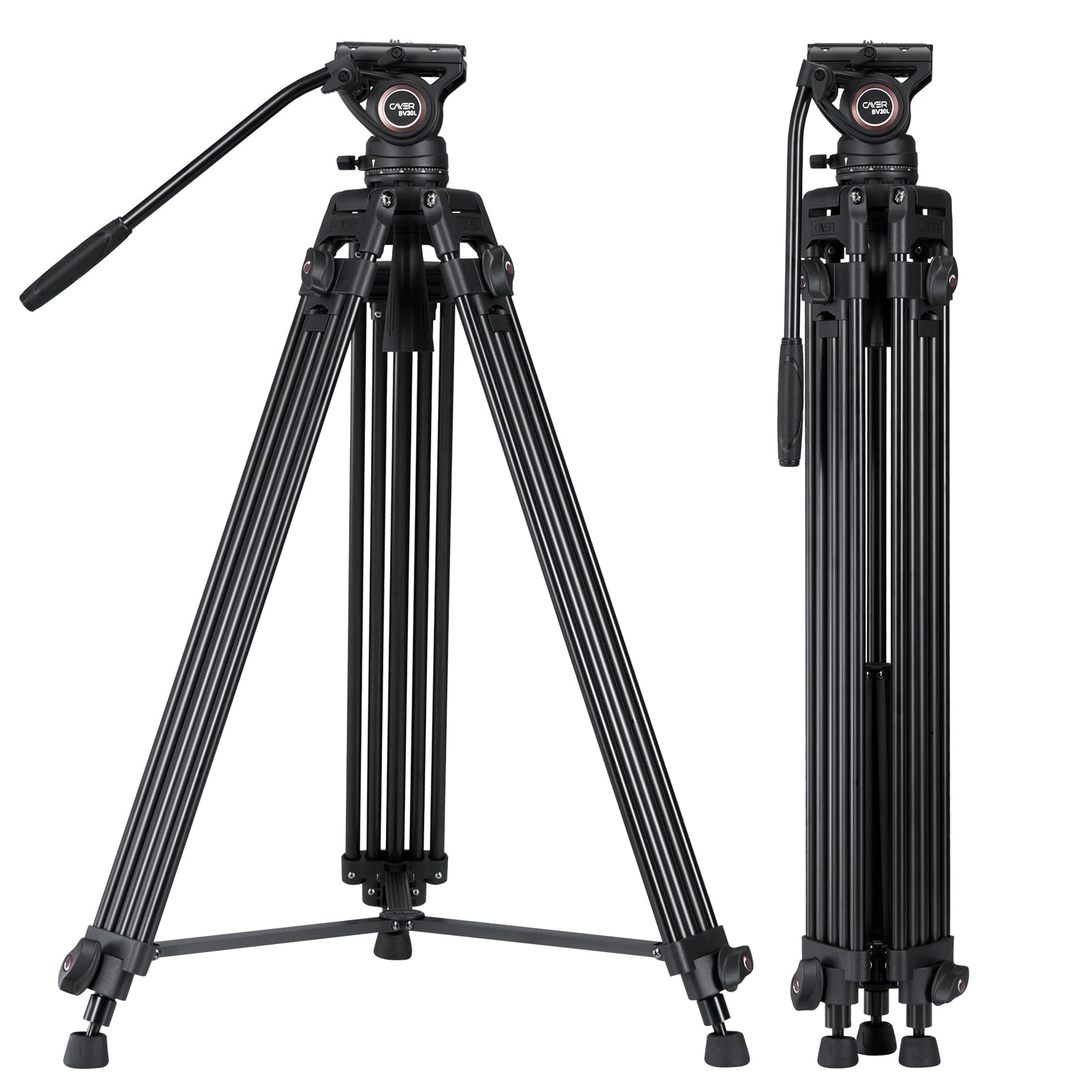 Video Tripod System, Cayer BV30L 72 inch- Professional Heavy Duty Aluminum Twin Tube Tripod, K3 Fluid Head, Mid-Level Spreader, Max Loading 13.2 LB, DSLR Camcorder, Plus 1 Bonus Quick Release Plate