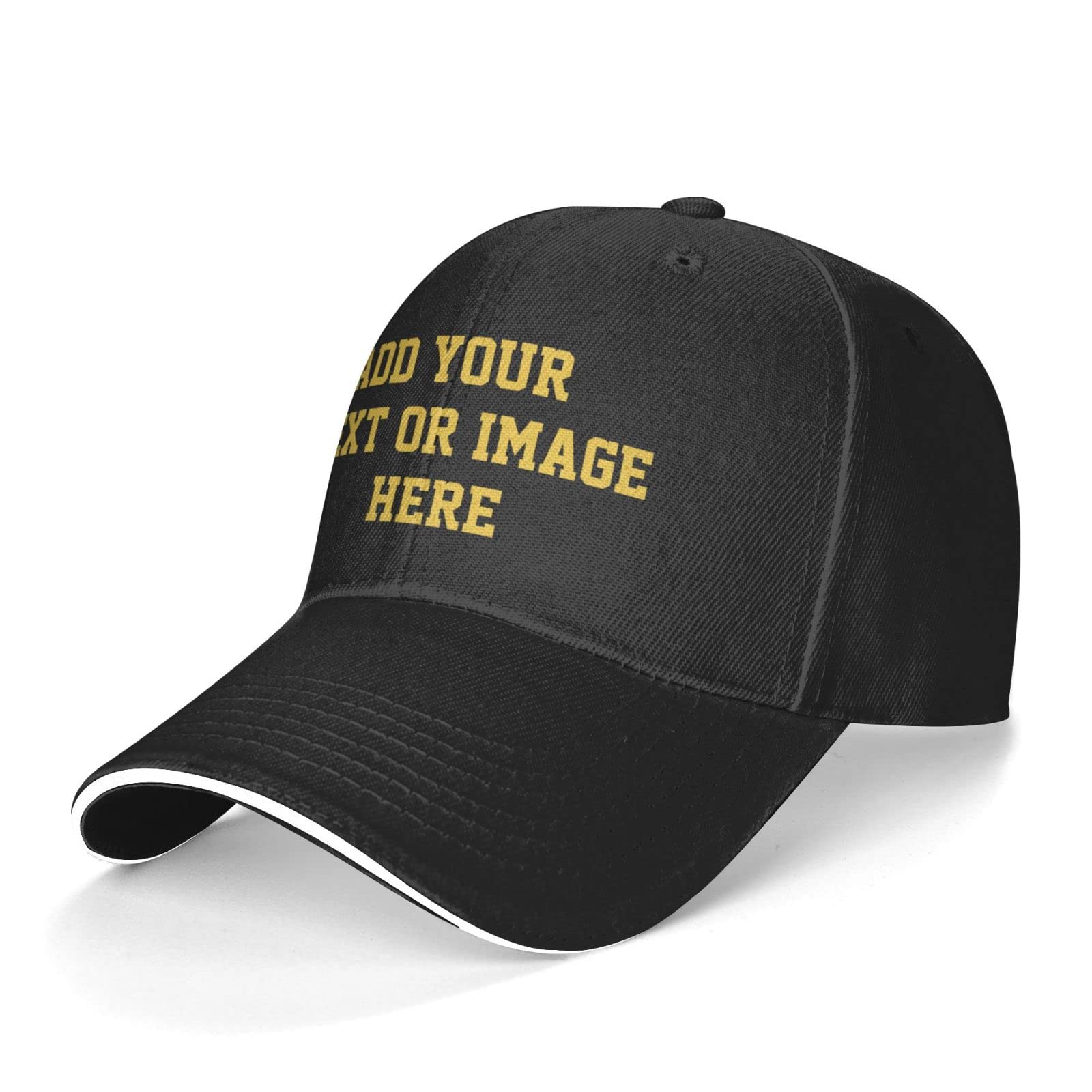 Custom Hats Add Photos/Logo/Text to Design Your Personalized Baseball Cap for Men & Women Adjustable Black