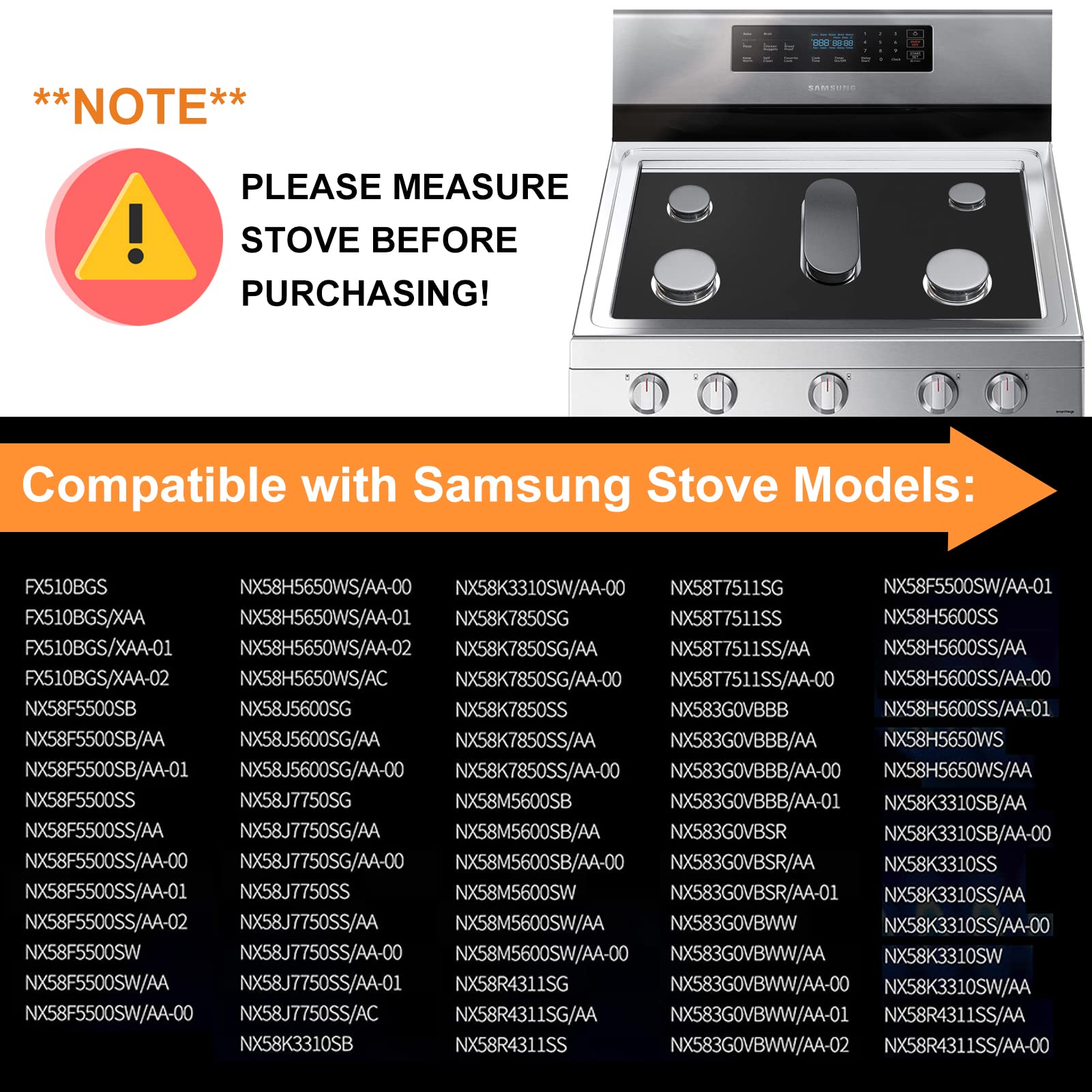 Cowbright Stove Cover, Stove Top Protectors Samsung Gas Range Reusable Gas Stove Burner Covers, Non-Stick Stove Liner Compatible Samsung Gas Stove, Washable Stove Protector Keep Stove Clean, Black