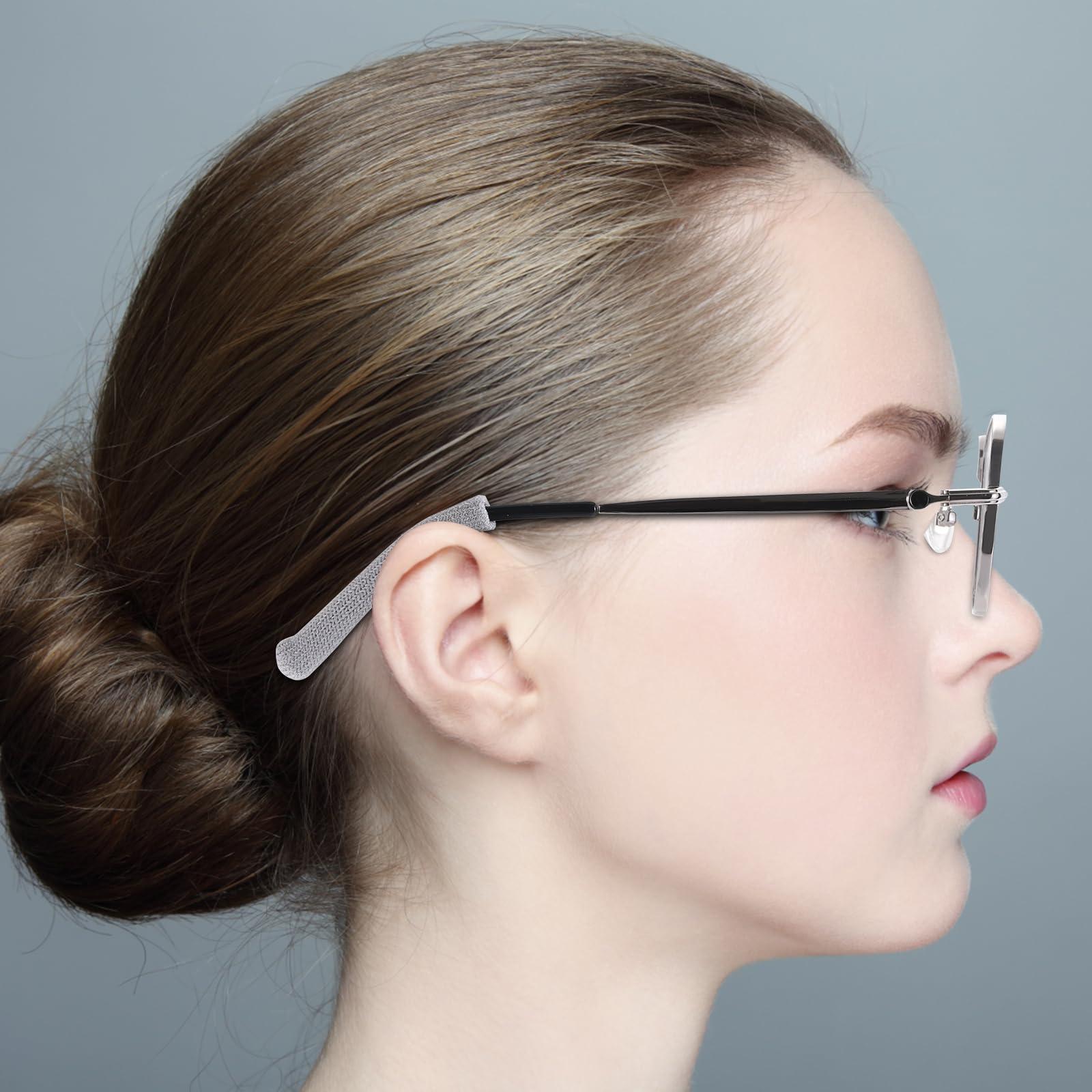Literry Anti-Slip Elastic Comfort Eyeglasses Temple Tips Sleeve, Soft and Well-Fitting Glasses Ear Cushion, Microstructured Fabric Glasses Ear Grip, Knitting Eyeglass Arm Cushion - Black 3 Pairs
