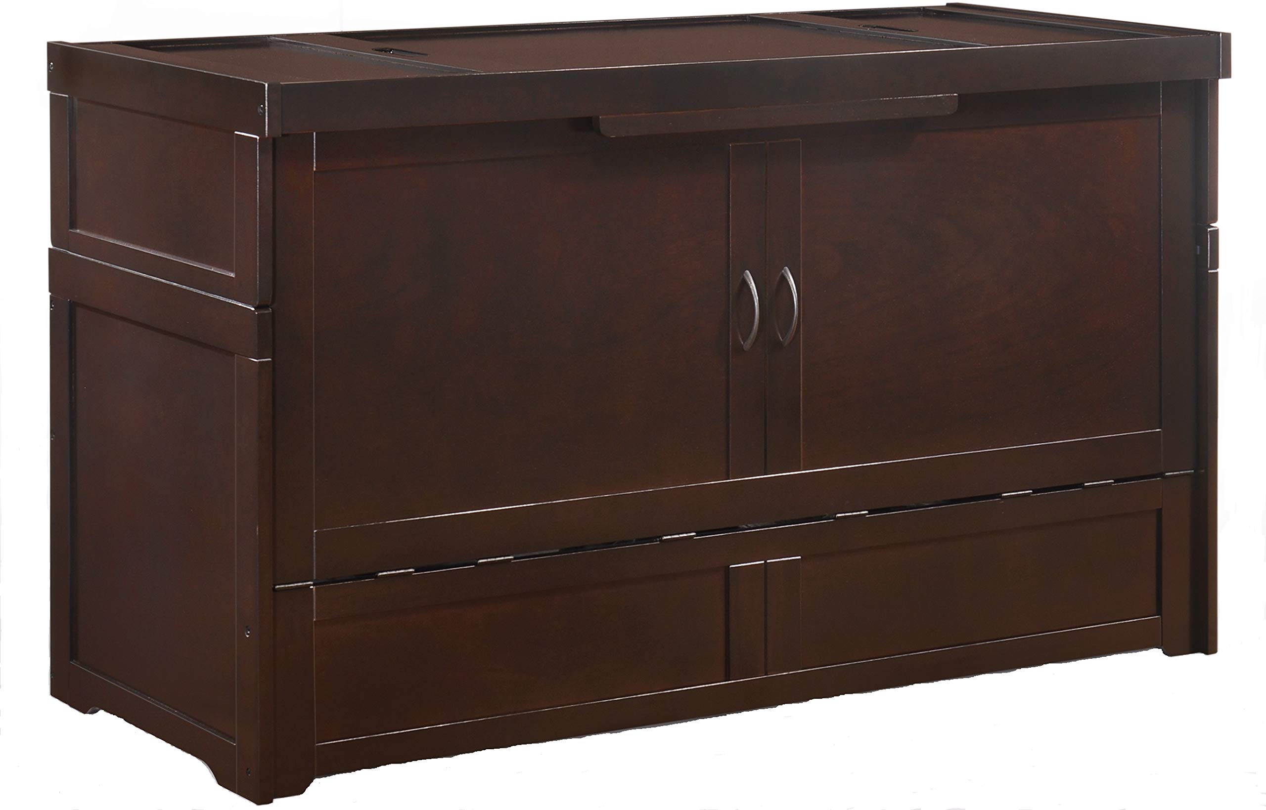 NIGHT & DAY Furniture Murphy Cube Cabinet Bed Pre-Assembled (Dark Chocolate, Queen)
