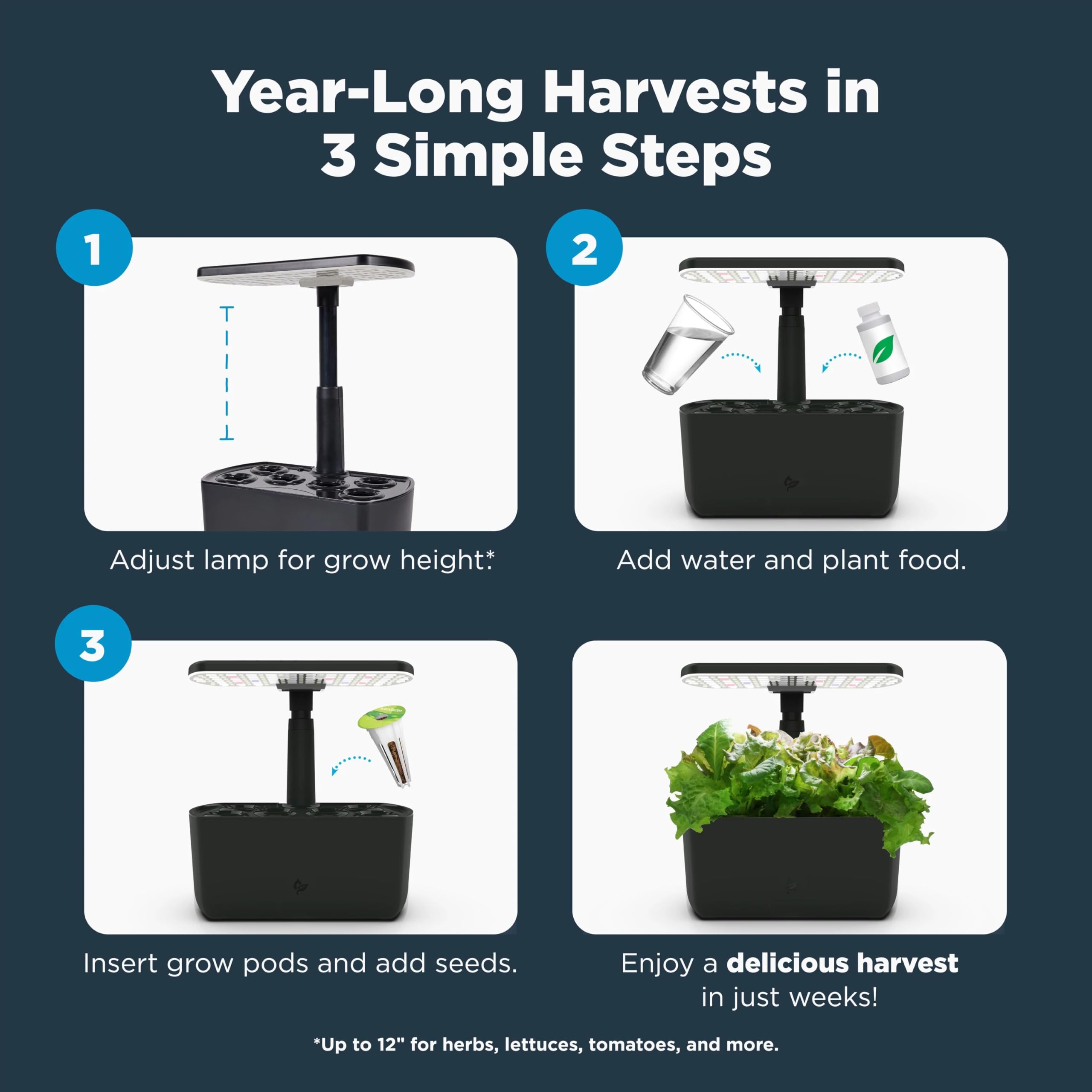 AeroGarden Harvest 2.0, Indoor Garden Hydroponic System with LED Grow Light, Holds up to 6 AeroGarden Pods, Cream