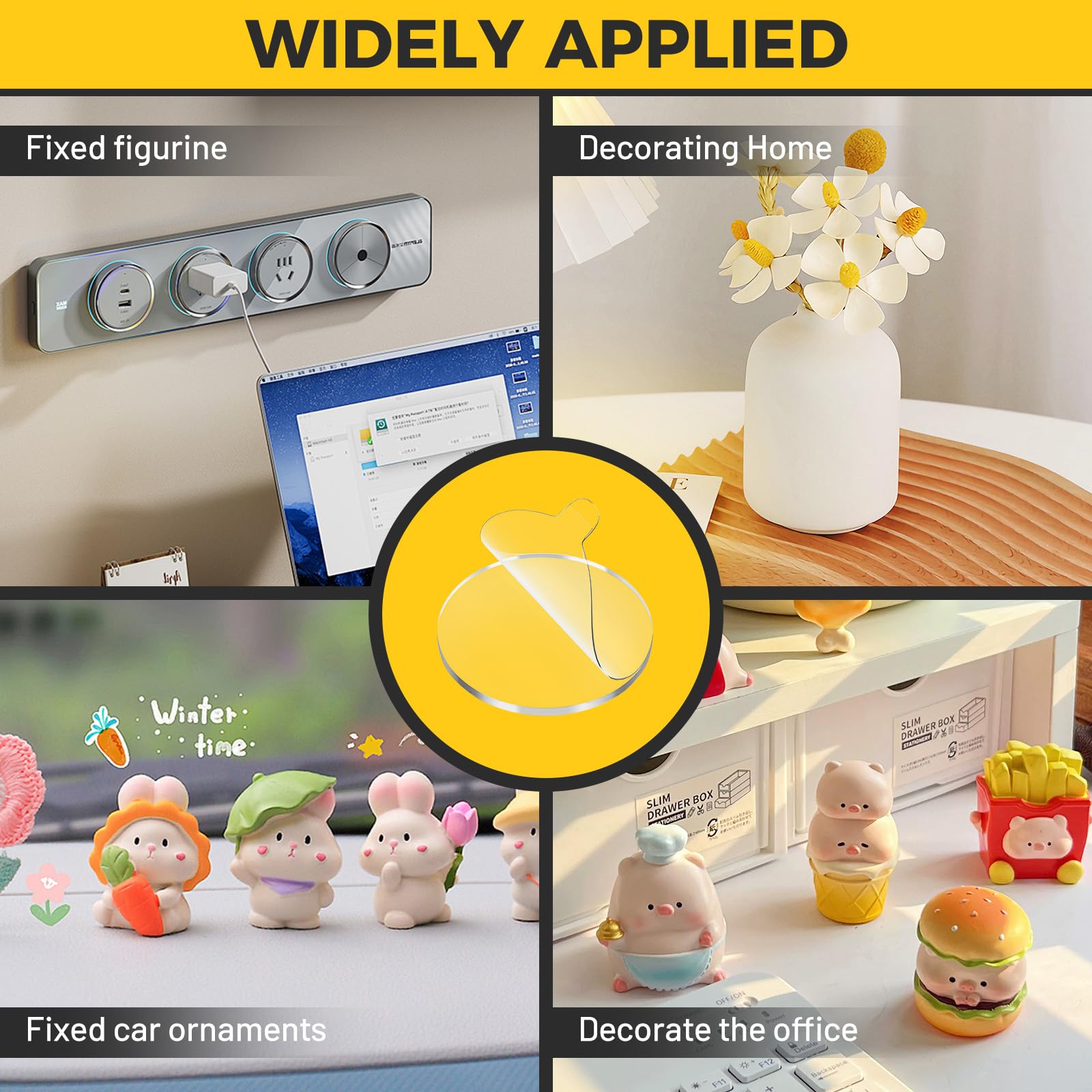 PHIXBEAR 130 Pcs Blind Boxes Easy to Peel Clear Removable Sticky Adhesive Mounting Putty, Waterproof No Traces Adhesive Sticke for Figurines, Handicrafts, Festival Decorations, Posters 1.18" & 0.8"