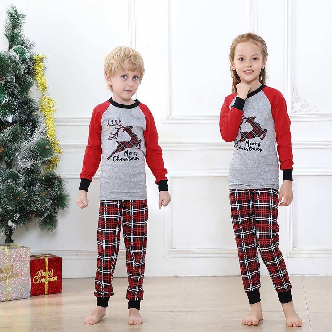 Joyond Kids Family Matching Christmas Holiday Sets, Snug Fit 100% Cotton, Adult, Men, Women, Big Kid, Toddler,Pajama Set, Christmas Jumping Reindeer, Small