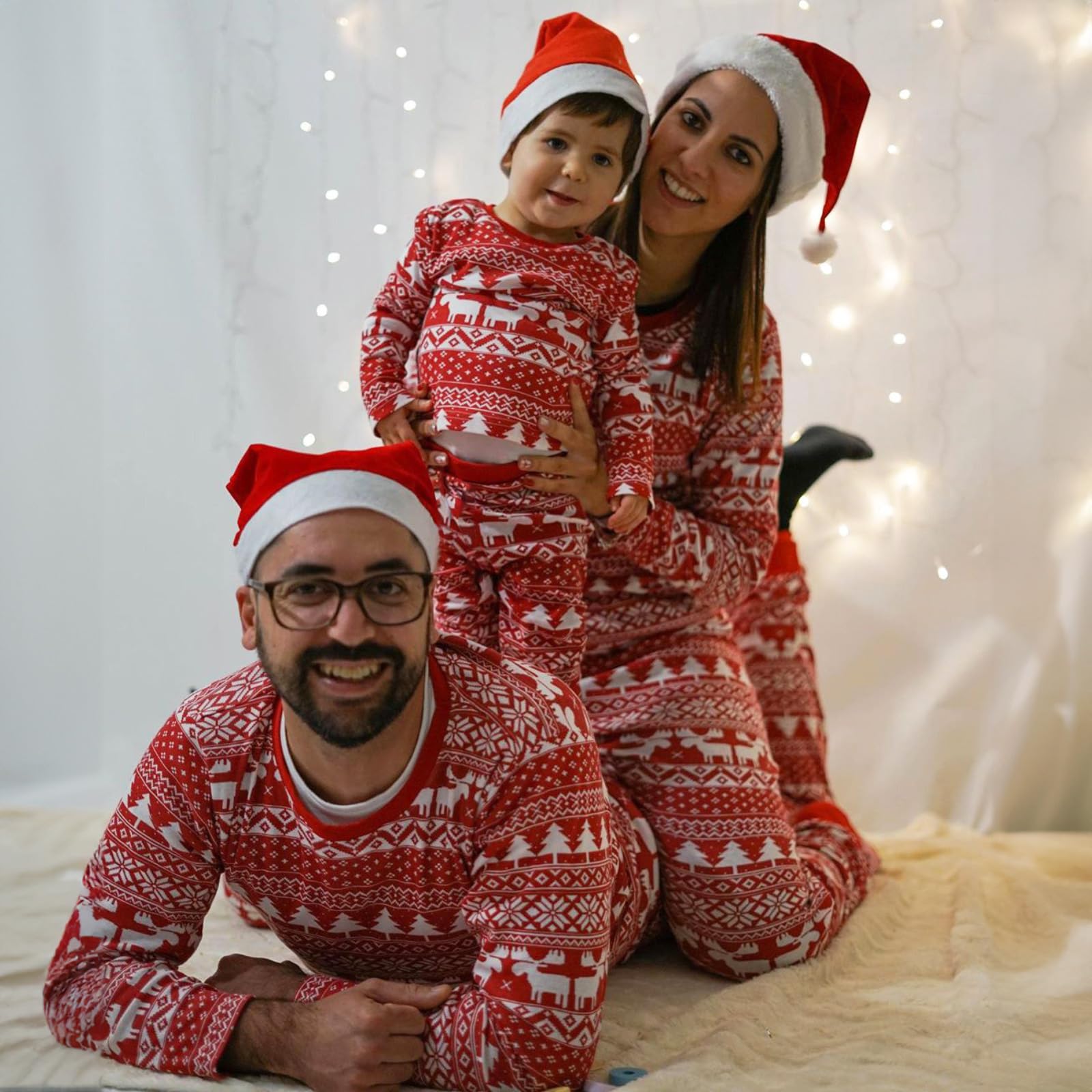 Christmas Pajama Family Matching Sets Xmas Holidays Pjs for Family Cute Funny Elk Jammies Sleepwear for Women Men