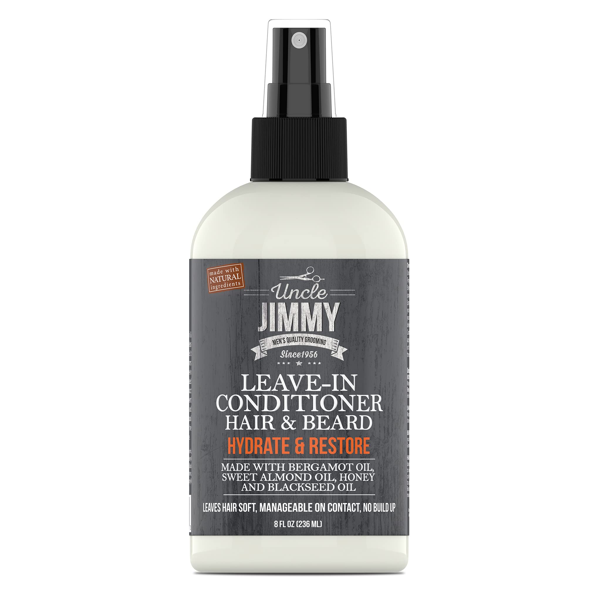 Uncle Jimmy Products Leave-In Conditioner for Healthy Beard Growth, Softening Hair, Hydrating Skin, and Eliminating Dandruff - 8 Fl Oz