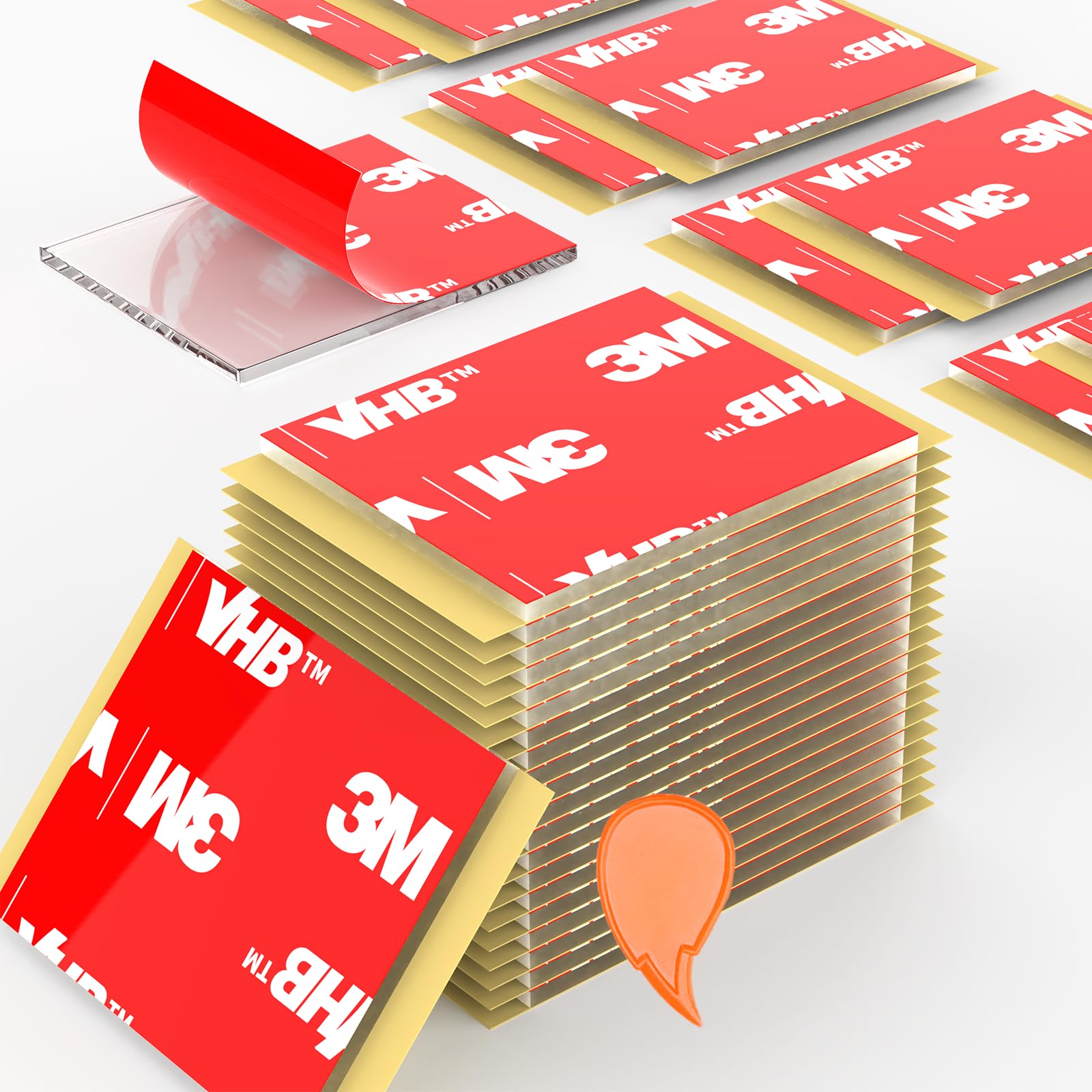 PHIXBEAR-Extrge Large Clear Poster Putty, Mounting Squares Removable No Damage (1 X 1.2in 20 PCS) Made of 3M, Waterproof Heat Resistant, Heavy Duty Double Sided Adhesive Dots,Mounting Putty, Home, Car