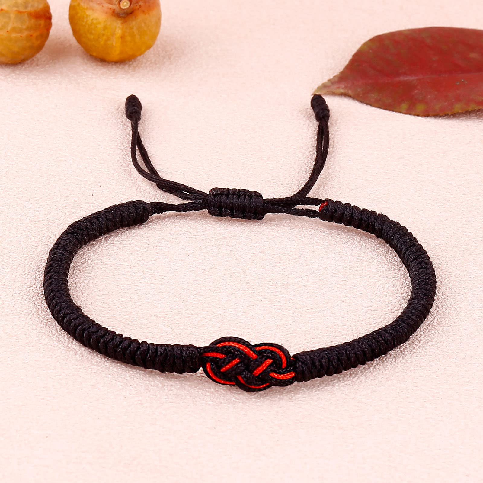 Tibetan Handmade Lucky Bracelet - Friend Love Family Couple Bracelet- Lucky Woven Red String Thread For Protection-Valentine Christmas Gift Idea (Black+Black(2pcs))