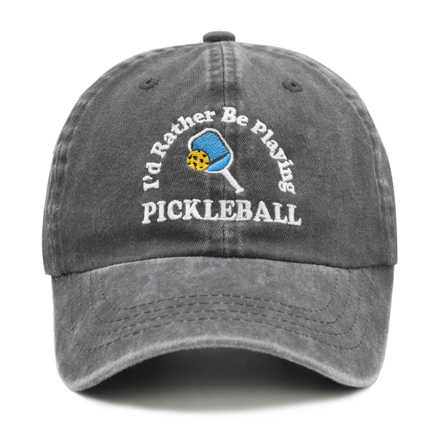 Waldeal Pickleball Hat, Pickleball Gifts for Men Women, Adjustable Washed Pickle Ball Baseball Cap Gray