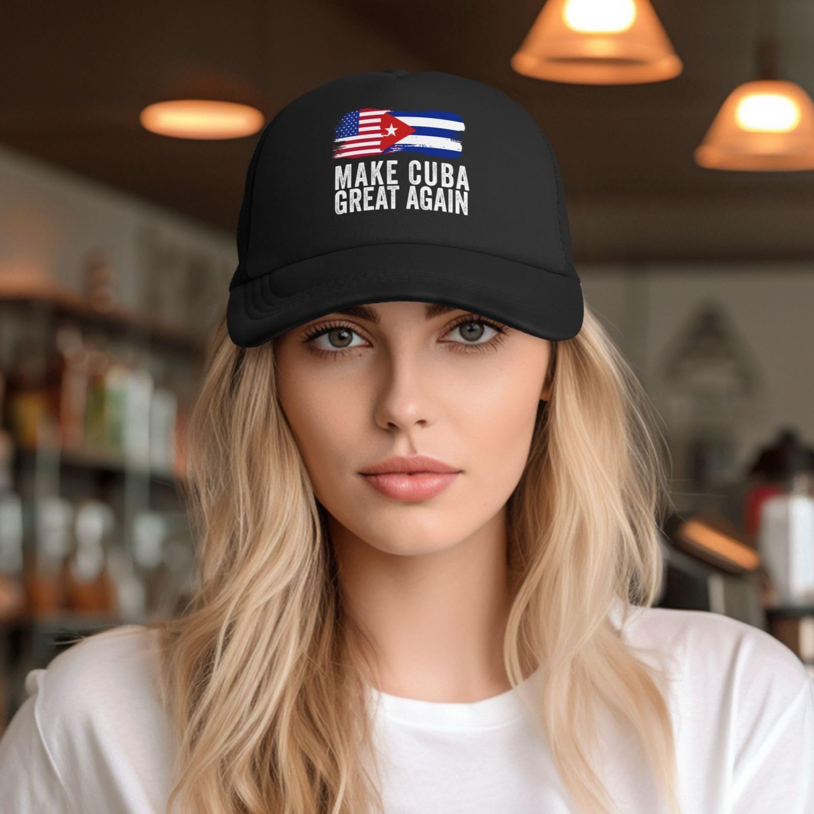 Antaa Make Cuba Great Again Hats Cuban Flag Mesh Trucker Cap Black