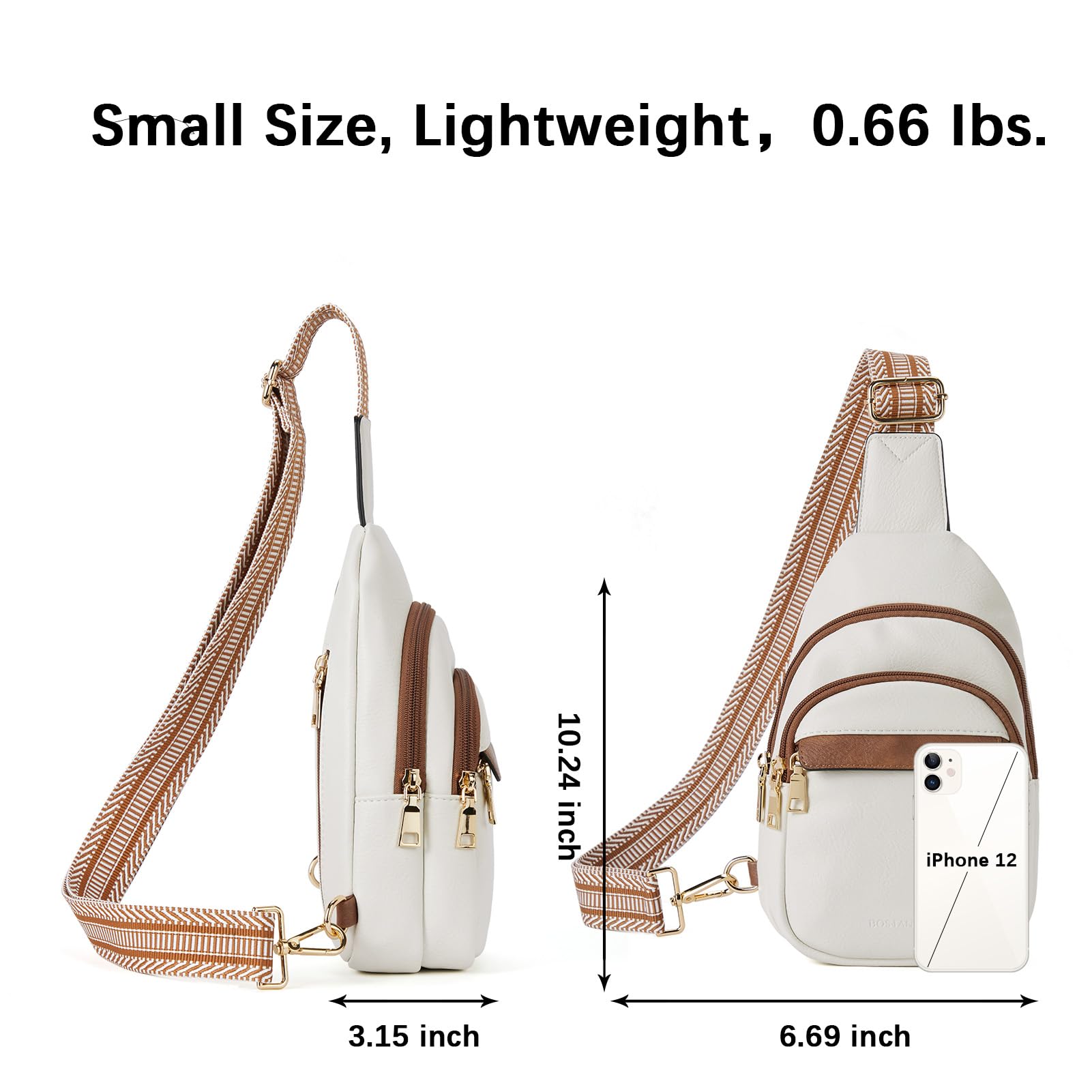 BOSTANTEN Small Sling Bag for Women Leather Crossbody Bags Fanny Pack Chest Bag for Travel, Beige