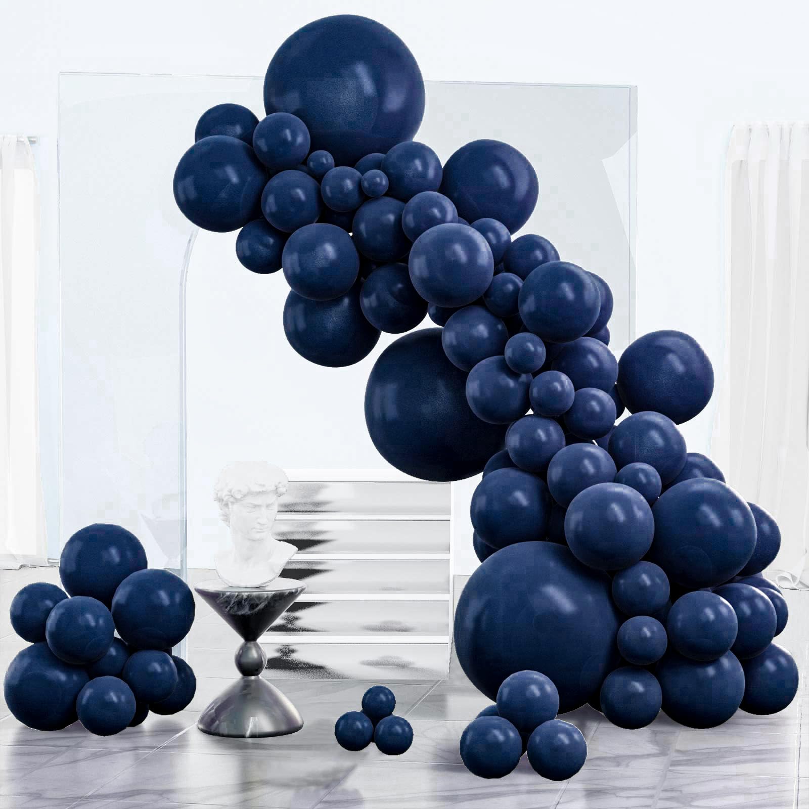 PartyWoo Navy Blue Balloons 123 pcs Pearl Navy Balloons Different Sizes Pack of 18 12 10 5 Inch Dark Blue Balloon Arch Kit Balloon Garland for Graduation New Year Wedding Party Decorations Blue-Z90