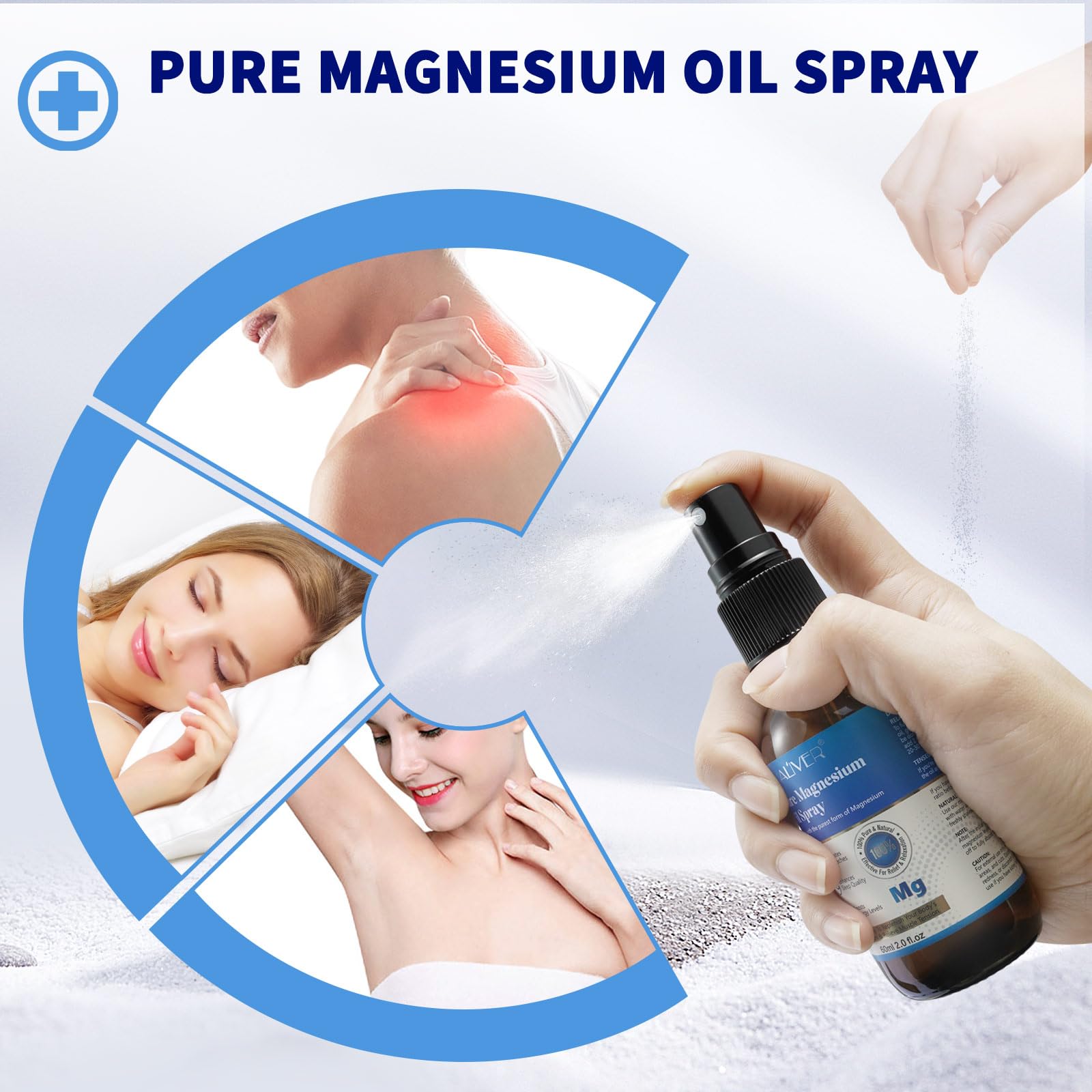 Magnesium Oil for Feet (2 fl oz), Pure Magnesium Oil Spray, Topical Magnesium Spray Glass Bottle, Nourish The Skin, Unclog Pores, Easy to Use