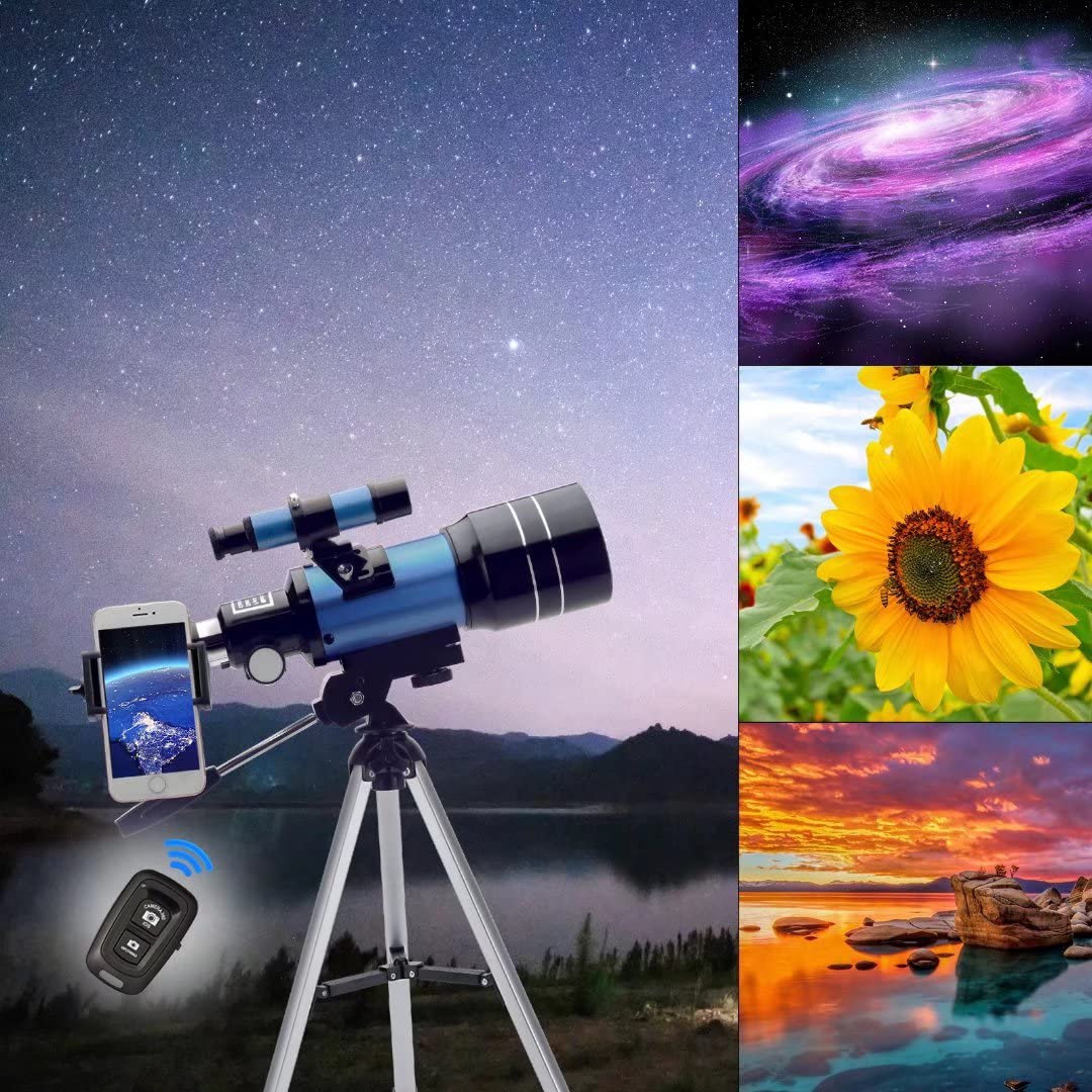 ToyerBee Telescope for Adults & Kids, 70mm Aperture (15X-150X) Portable Refractor Telescopes for Astronomy Beginners, 300mm Professional Travel Telescope with A Phone Adapter& A Wireless Remote