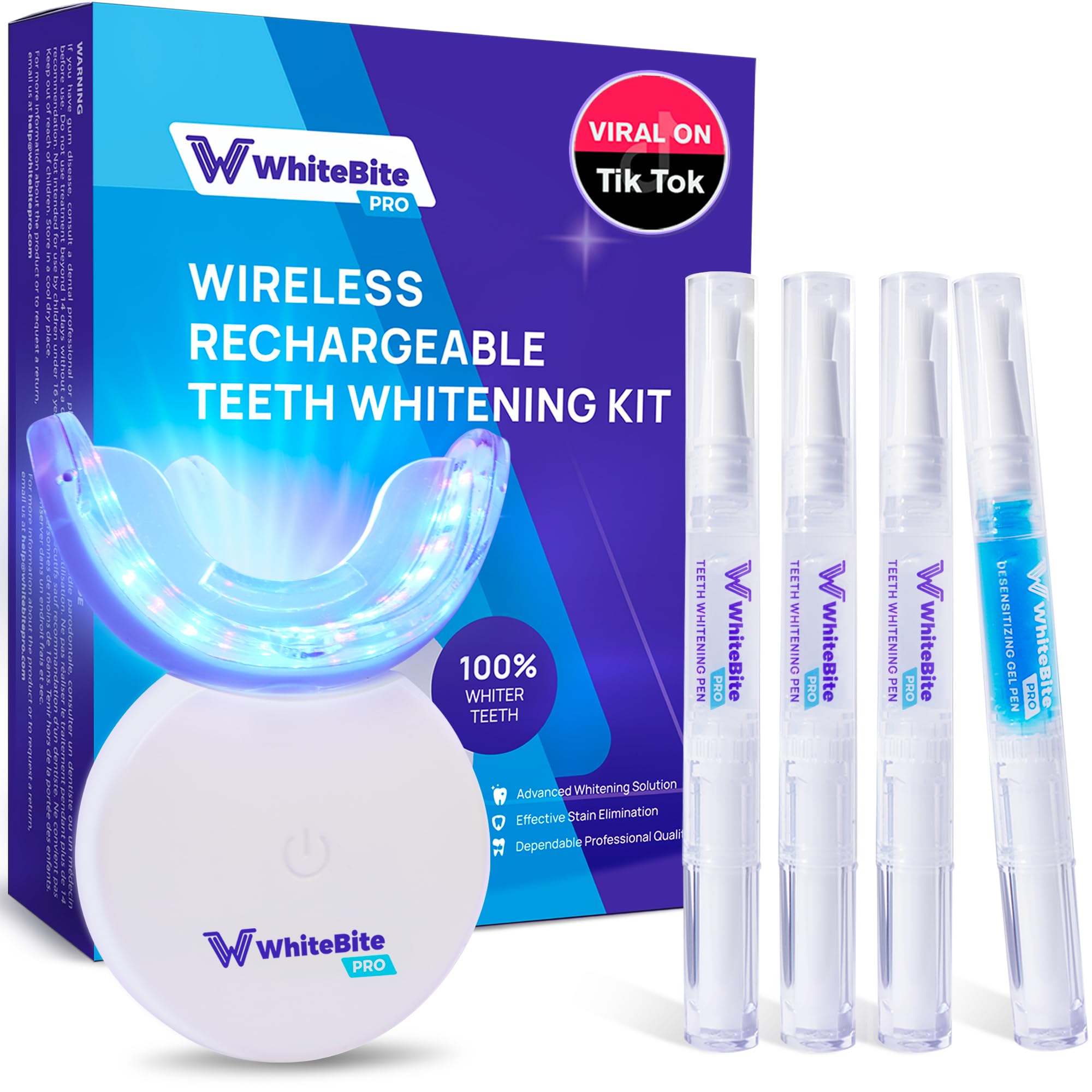 Whitebite Pro Advanced Teeth Whitening Kit | No Sensitivity and Enamel Safe | Effective Tooth Stain Remover | Whiter in 7 Days (Unflavored)
