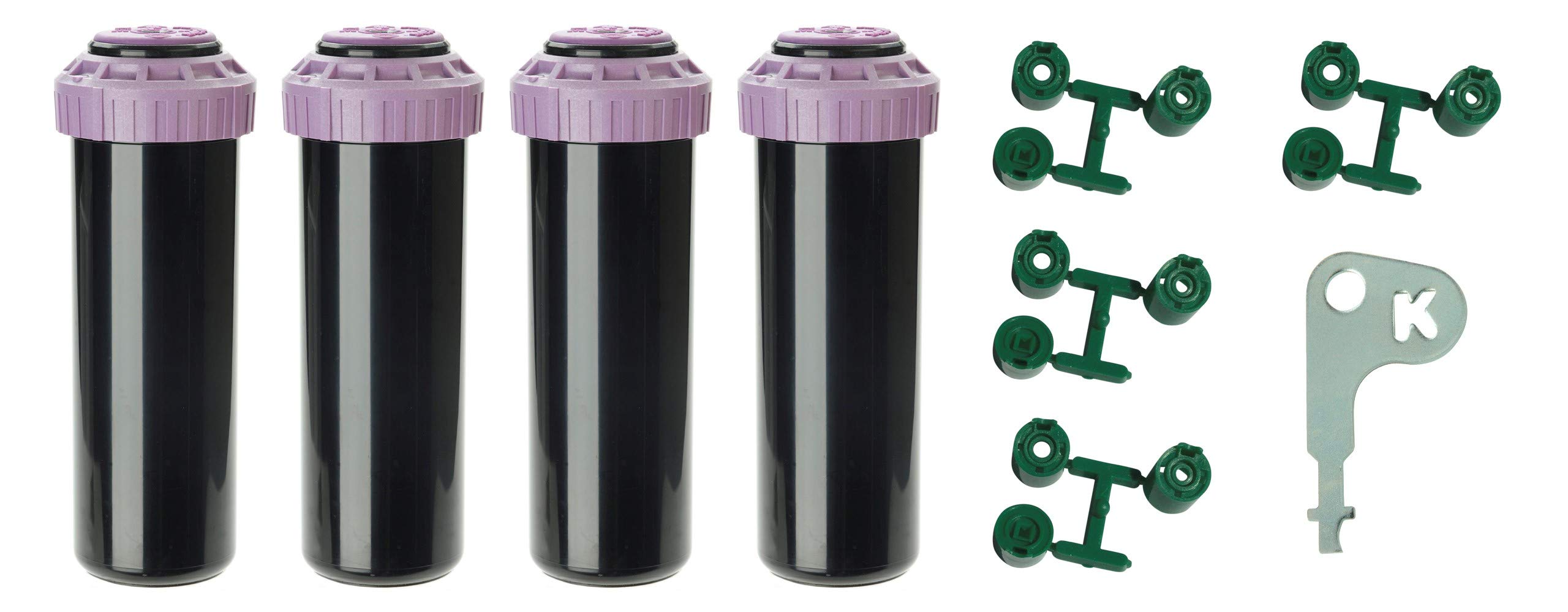 K Rain ProPlus 3/4" Reclaimed Water (RCW) Gear Drive Rotor Sprinkler 4 1/2" Pop-Up | 22' - 50' Spray Distance, 40° - 360° Arc Spray Pattern with Full-Circle | Includes Install Kit (4 Pack)