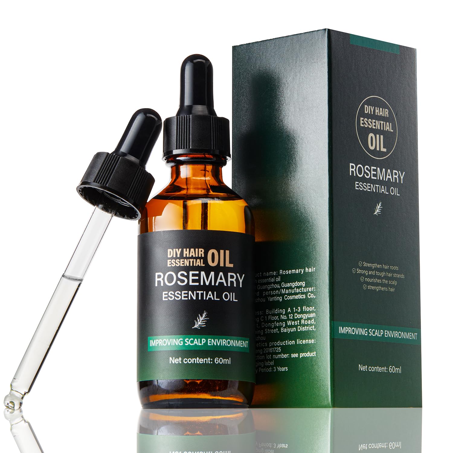 Rosemary Essential Oil for hair, Natural Rosemary Oil for Hair Growth,Hair Care,Hair Oiling,Nourishes The Scalp,Hair Growth Serum For Diffuser & Cleansing Dry Scalp Care (2 Fl Oz) with Glass Dropper