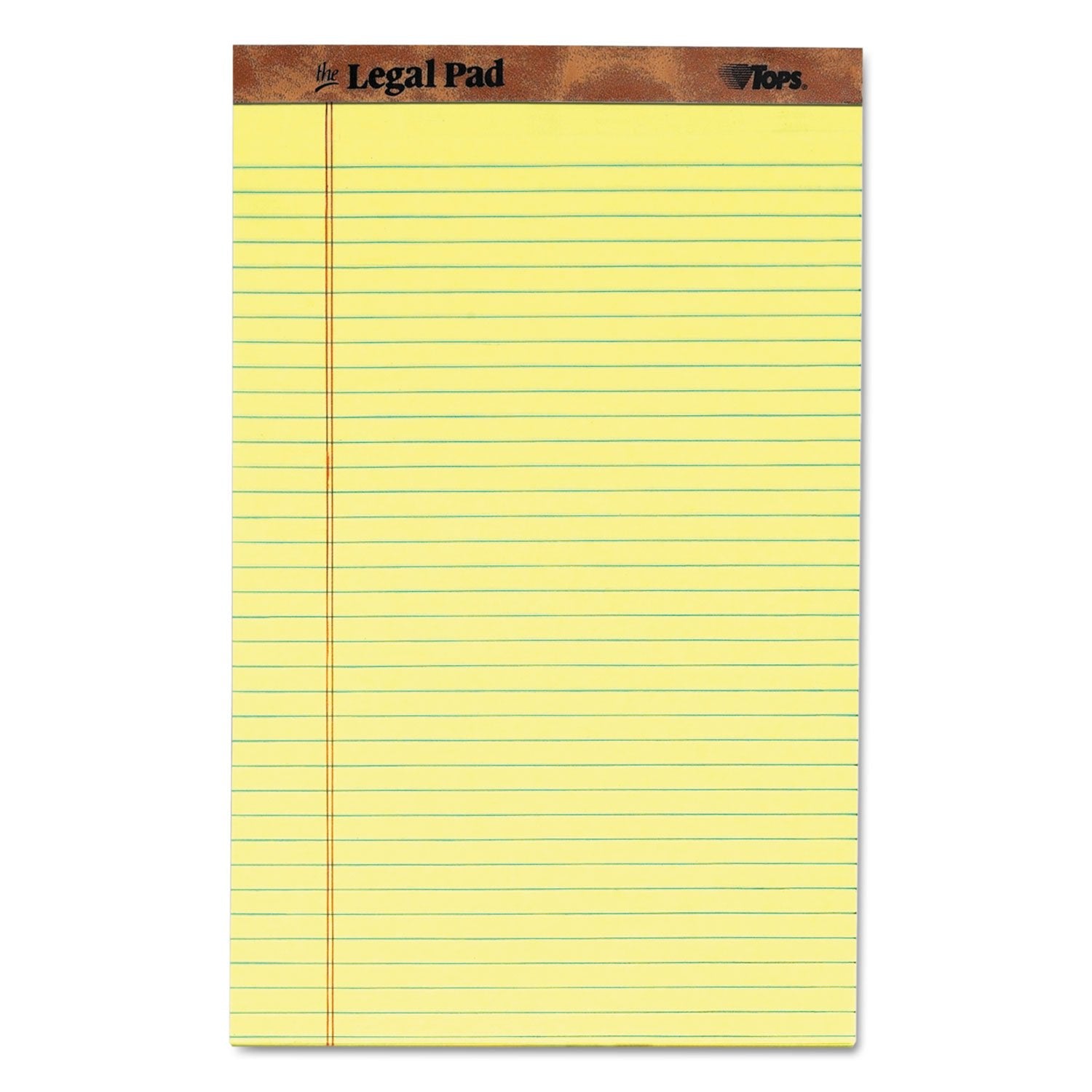 TOPS The Legal Pad Writing Pads, 8-1/2" x 14", Canary Paper, Legal Rule, 50 Sheets, 12 Pack (7572)
