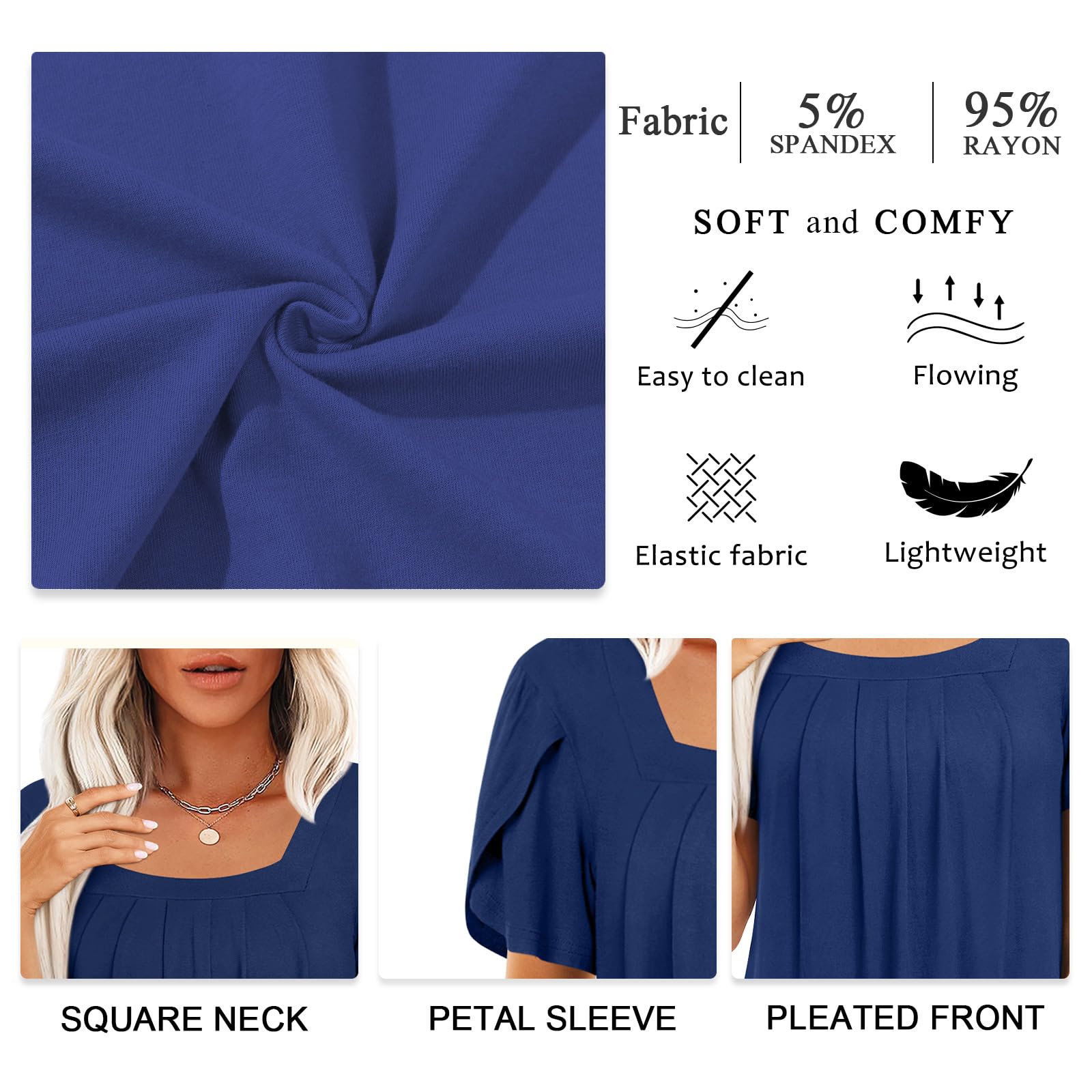 Anymiss Womens Summer Tops Dressy Casual Blouses Square Neck Tunic XL