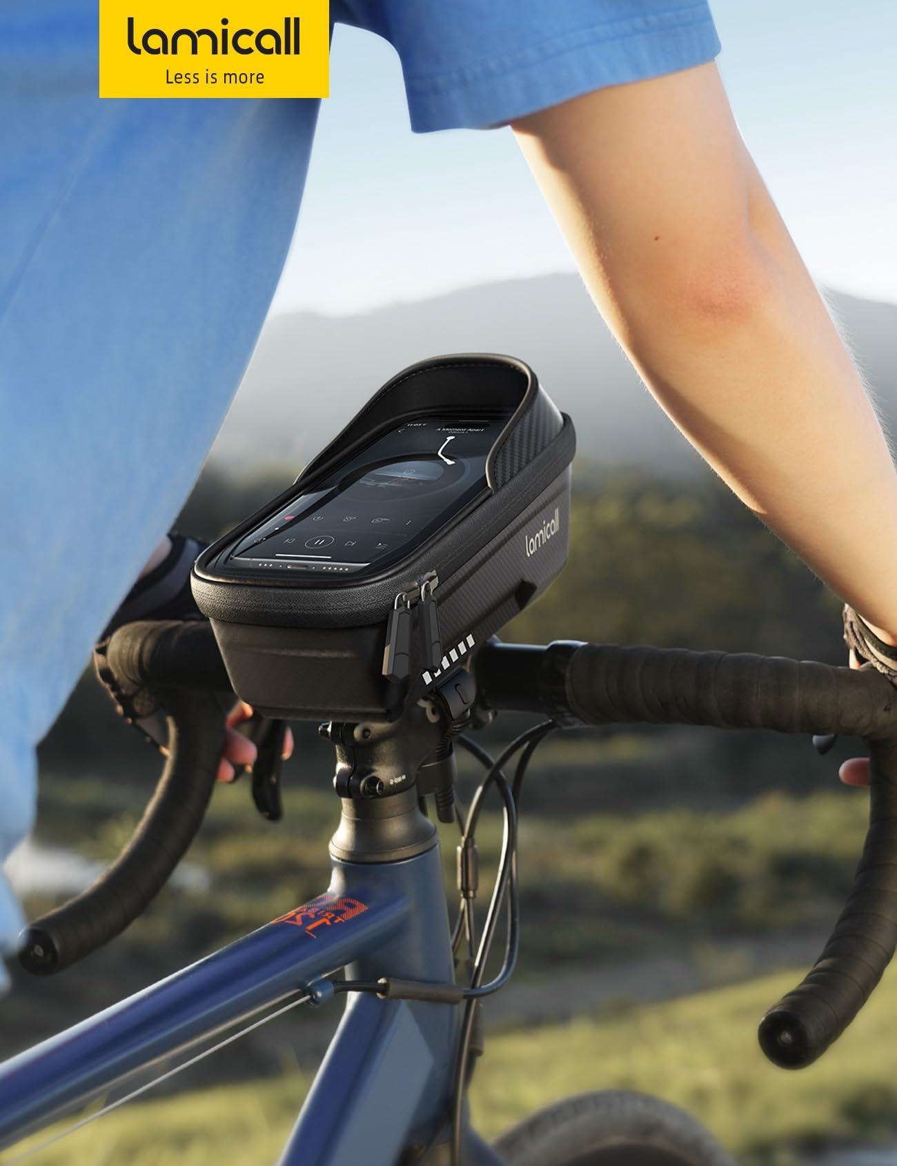 Lamicall Bike Frame Bag Waterproof - [1s Release] [2 in 1] Bike Phone Bag, Bike Phone Holder Mount, Bicycle Top Tube Bag, Cycling Pouch with Rain Cover, Bike Accessories for Phones Under 7"