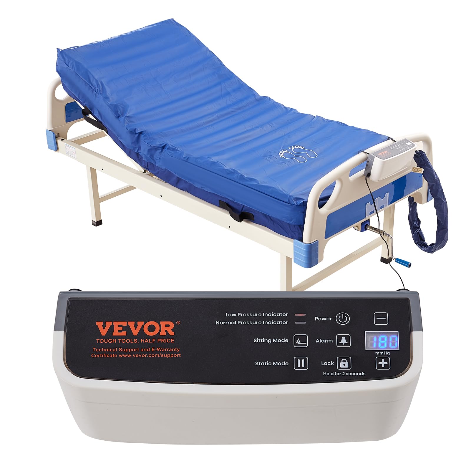 VEVOR Alternating Air Pressure Mattress, Dual-Layer Alternating Pressure Pad for Hospital Beds, 450LBS Loading Air Mattress for Bed Sores with Electric Quiet Pump, A, B-C Pressure Modes