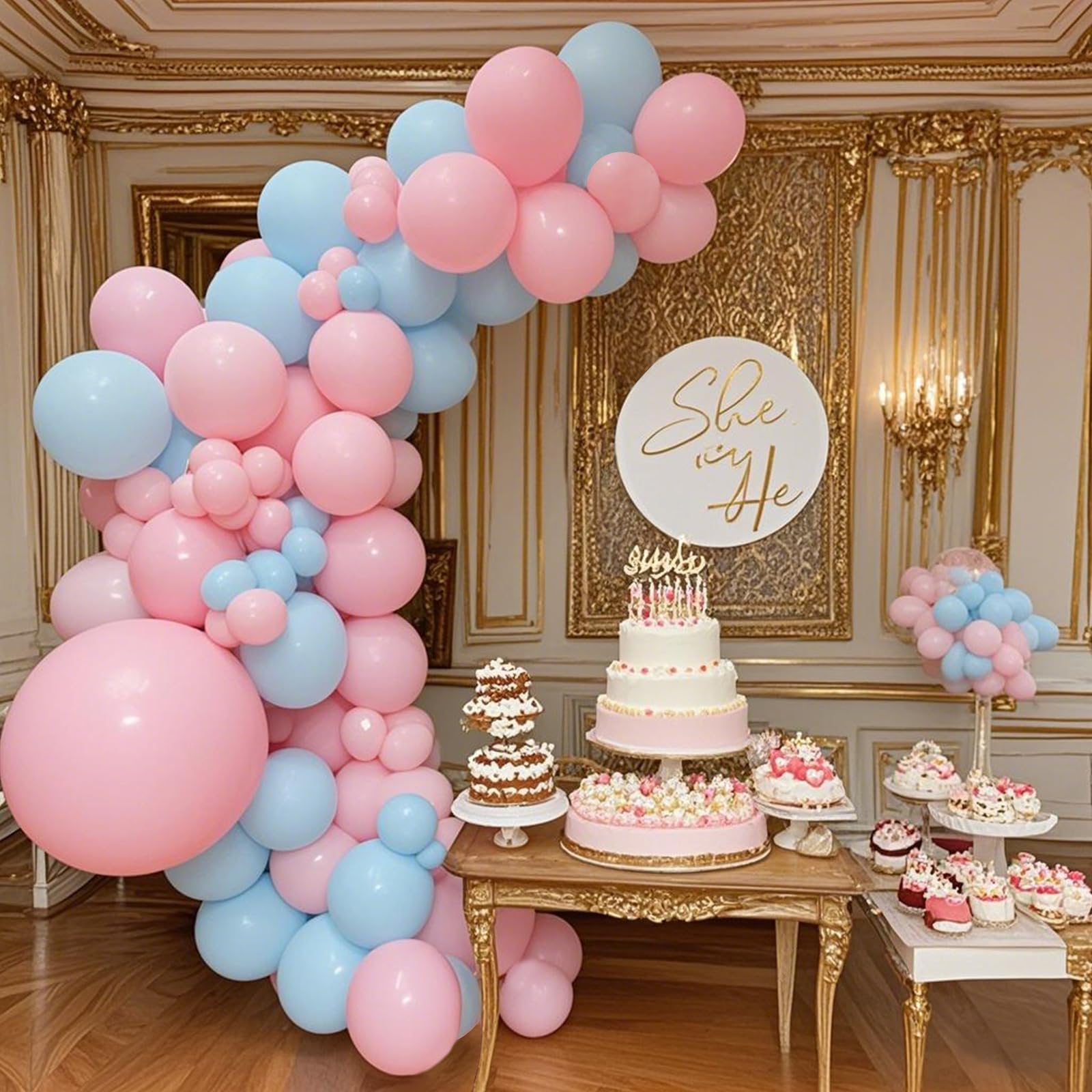 CVPARTYON Light Pink Balloons 125 pcs Different Sizes of 8 12 10 5 Inch Pastel Baby Pale Pink Balloon Arch Kit Garland for Princess Birthday Baby Shower Gender Reveal Valentine's Day Party Decoration