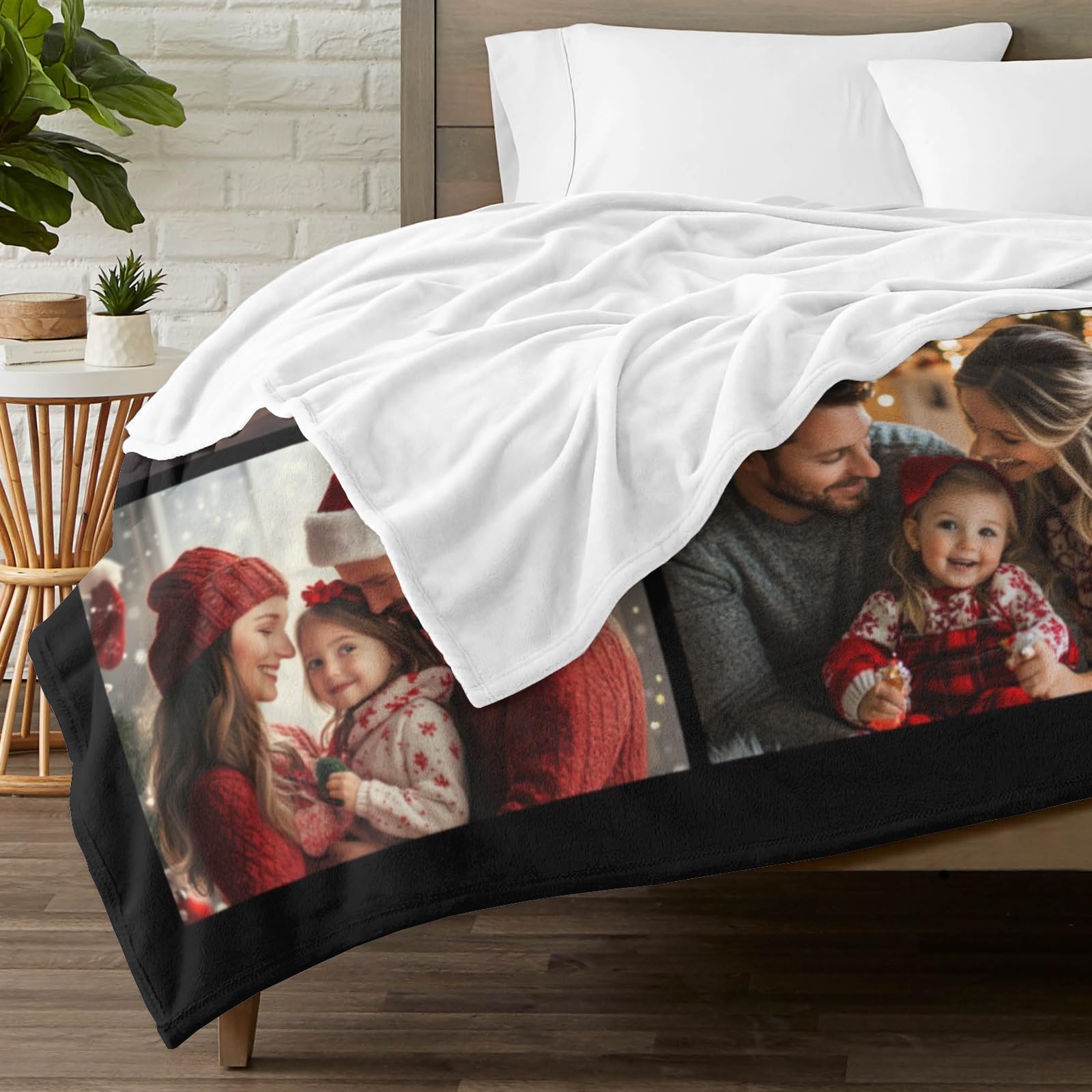 Custom Blanket with Picture Text Personalized Photo Blanket Customized Blanket for Christmas Valentine's Day Birthday Gifts Customized Gifts for Mom Dad Couple Girlfriend Boyfriend Wife Husband