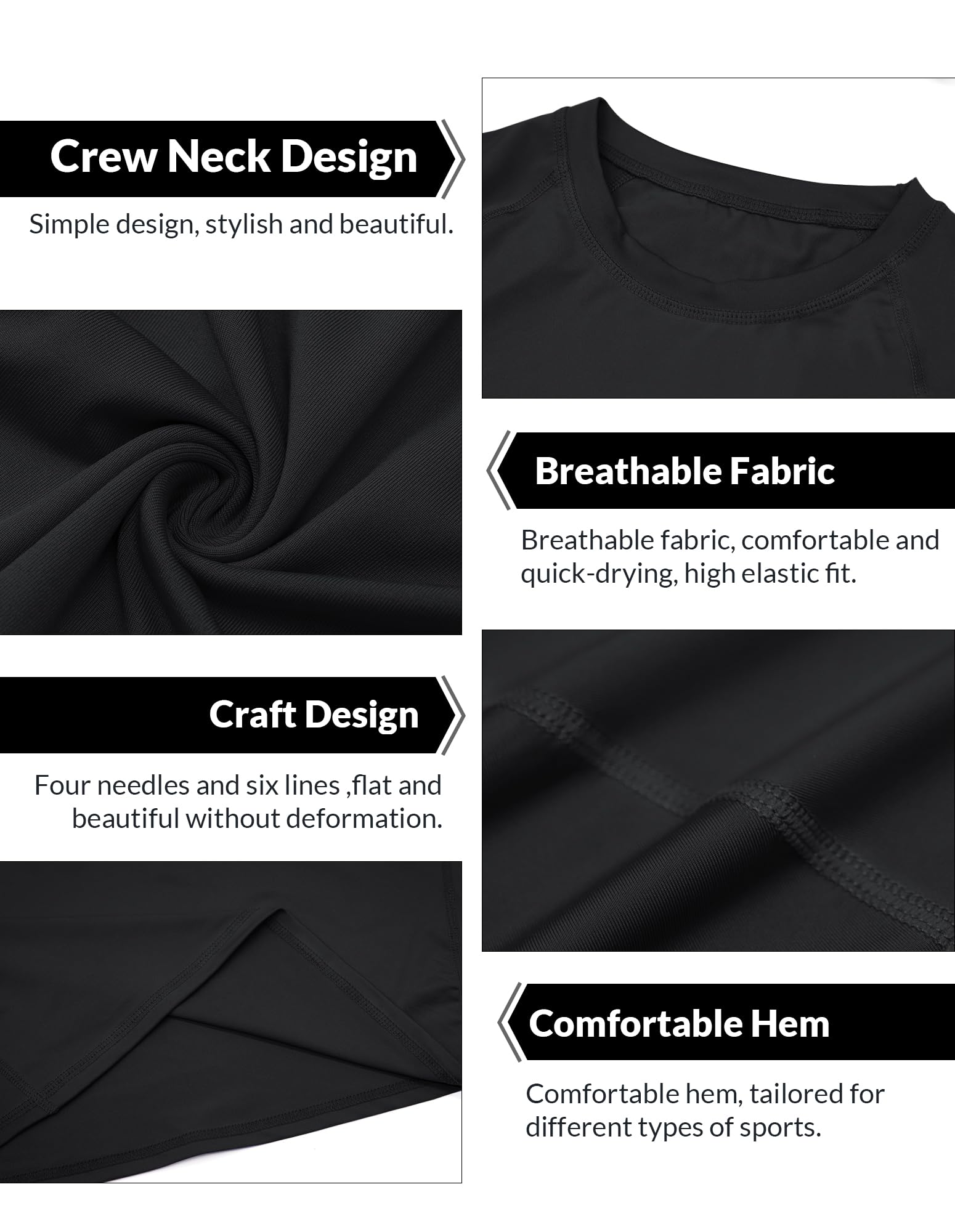 Men’s Compression Shirts Short Sleeve Workout Shirt, Quick Dry Top Baselayer Athletic Shapewear Undershirts for Men