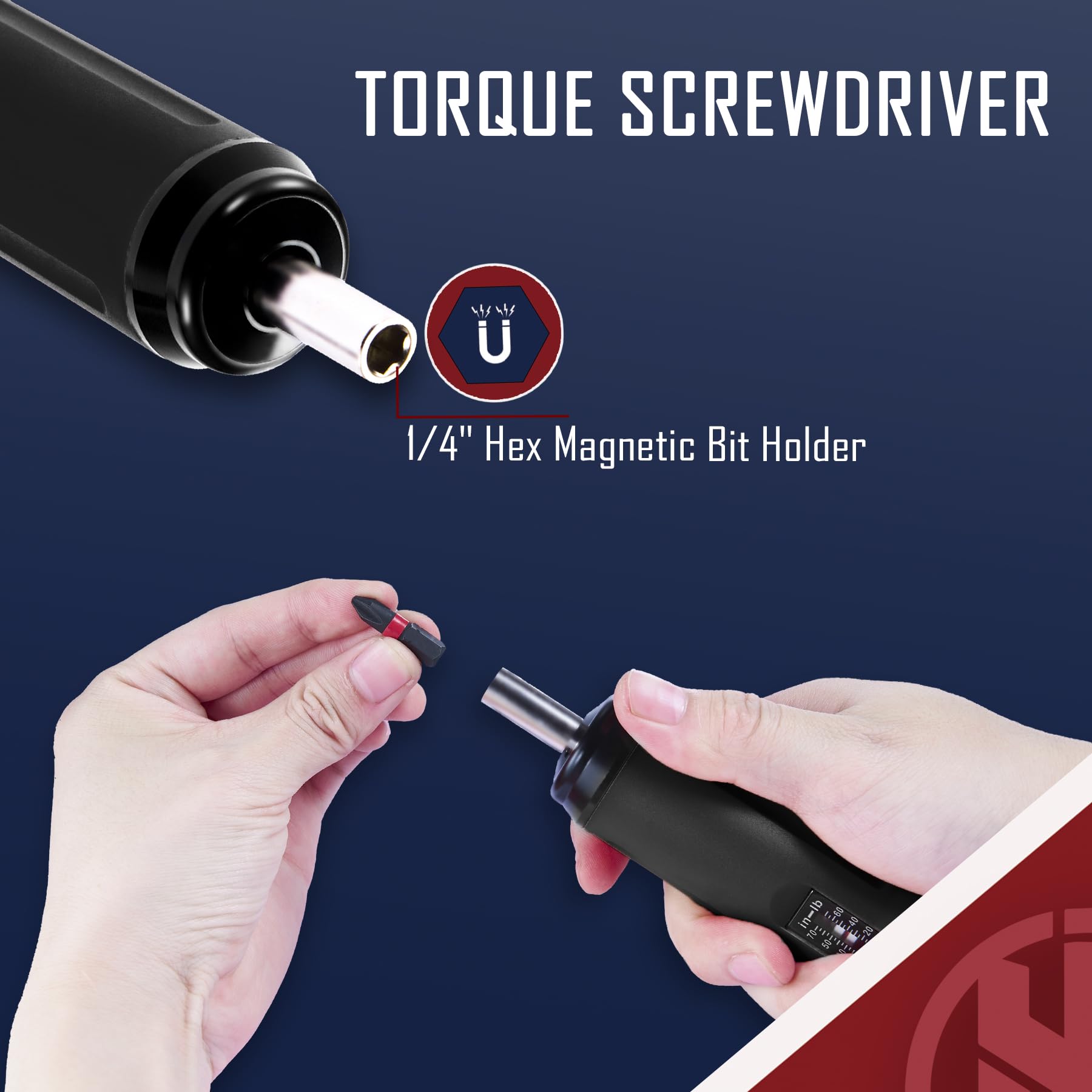 KNINE OUTDOORS Torque Screwdriver Wrench Driver Set 10-70 Inch Pounds lbs for Maintenance with T-bar Handle, 40 Hex Bits, 1/4" Socket, Shaft Extension, For Tools, Bike Repairing and Mounting (Black)