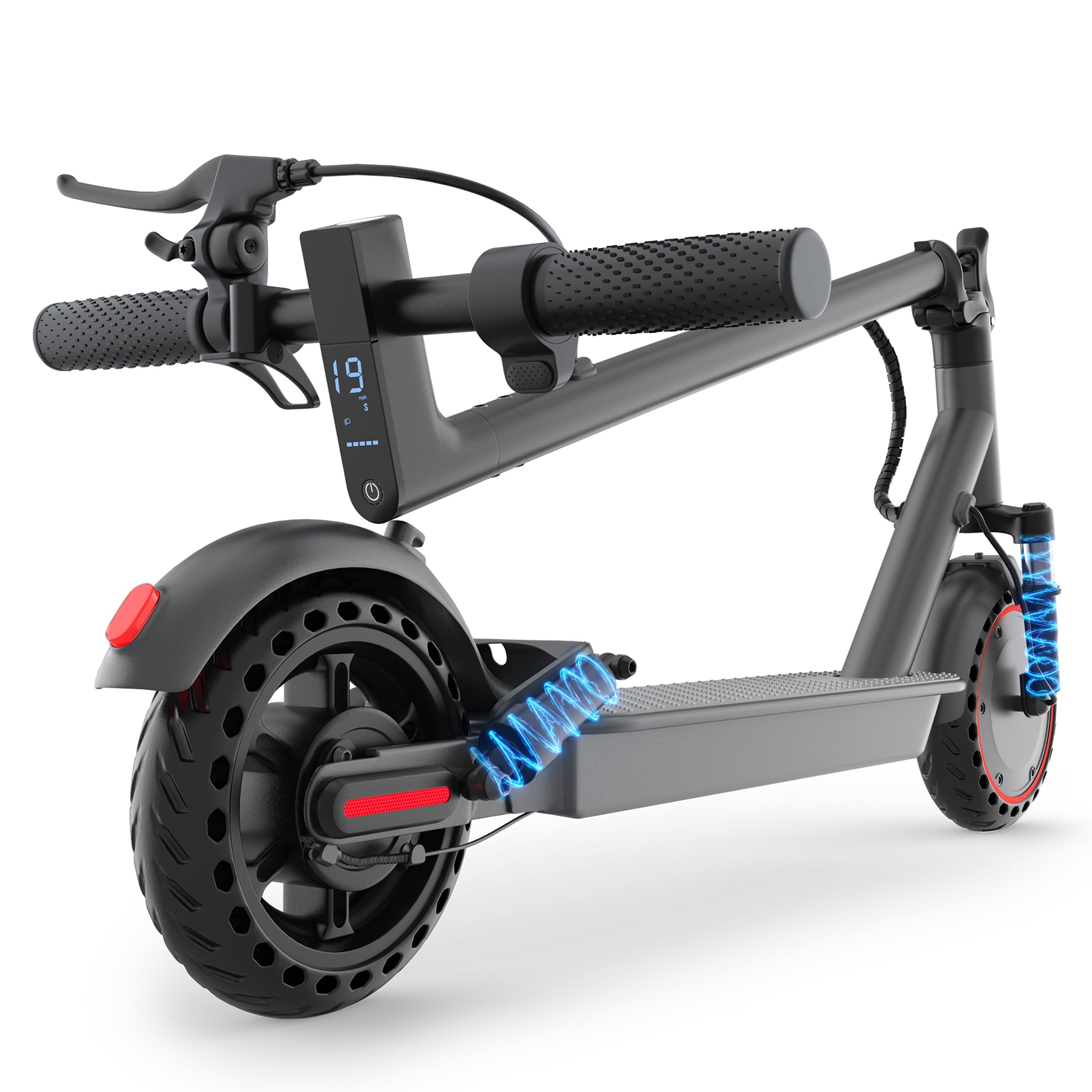 Riuiio Electric Scooter for Adults - 19MPH, 21-Mile, Dual Suspension, 8.5" Solid Tires, 350W Motor, UL2272 Certified Foldable Commuting E-Scooter with App Control, Black