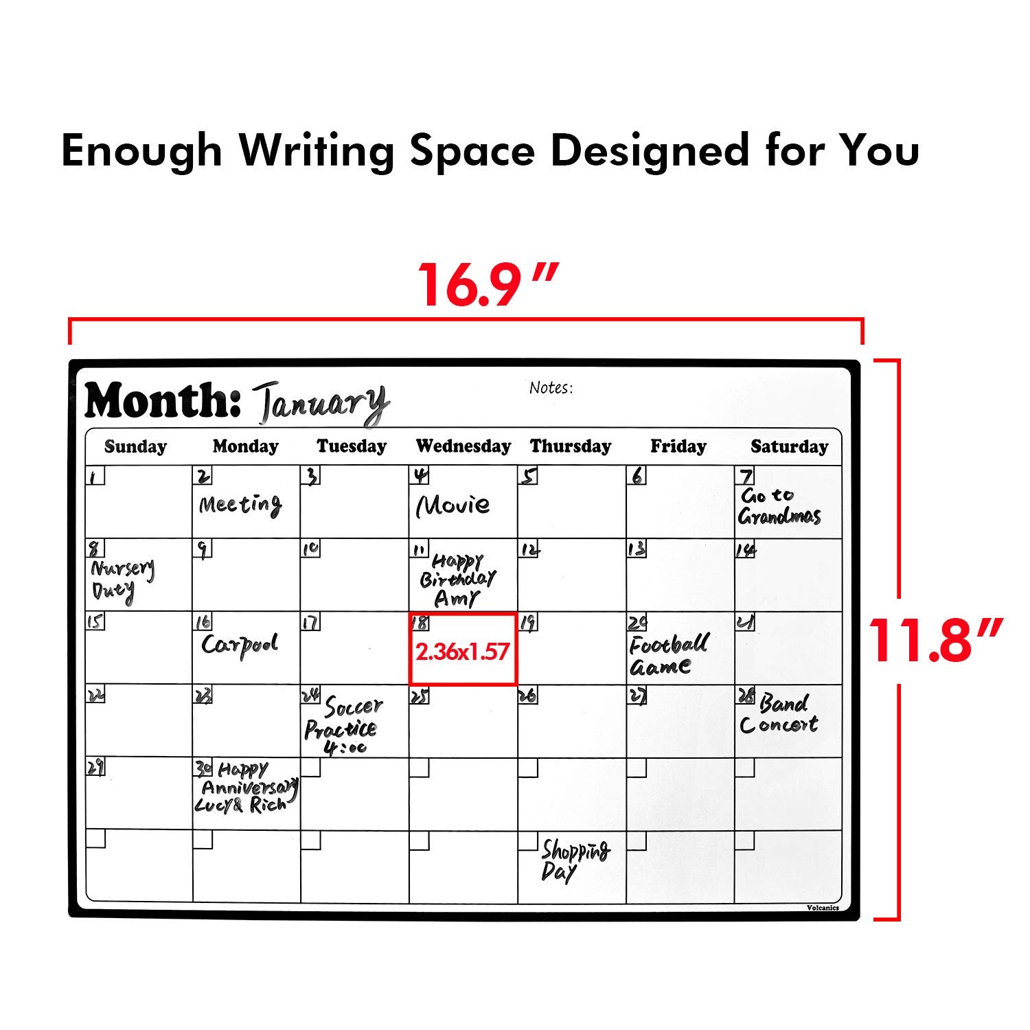 Fridge Calendar Magnetic Dry Erase Calendar Whiteboard Calendar for Refrigerator Planners 16.9 Inches X 11.8 Inches