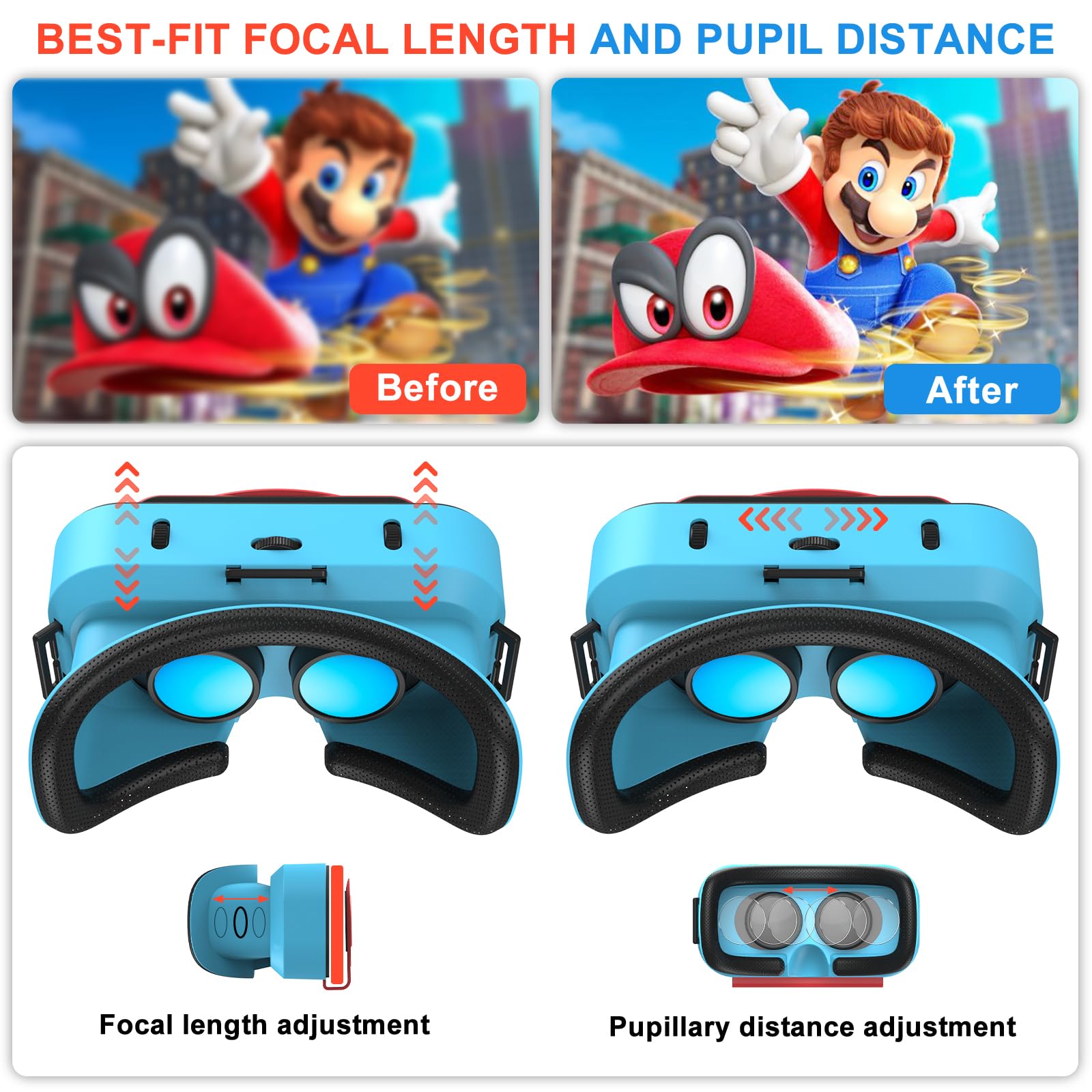 WinDrogon VR Headset, Designed for Nintendo Switch & Switch OLED Accessories for Switch VR Games, Labo VR and YouTube VR, VR Glasses with Adjustable Pupil Distance and Adjustable Switch Goggles Strap…