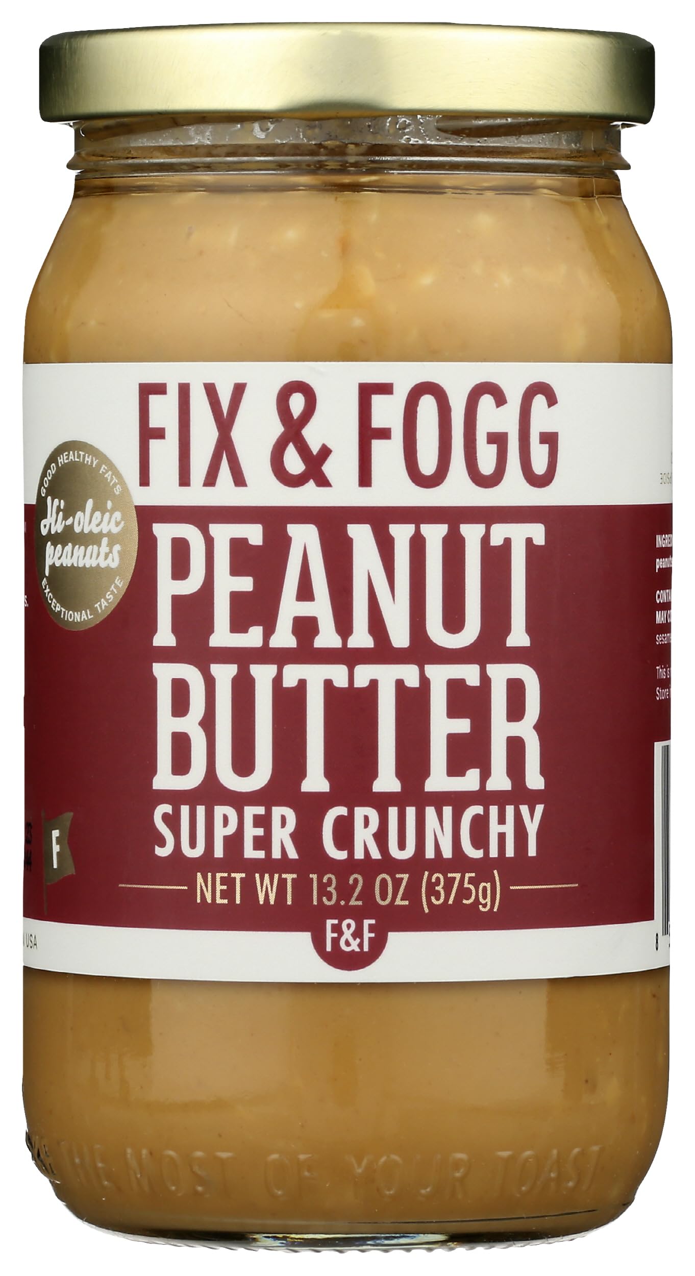 Fix and Fogg Super Crunchy Peanut Butter, 13.2 OZ