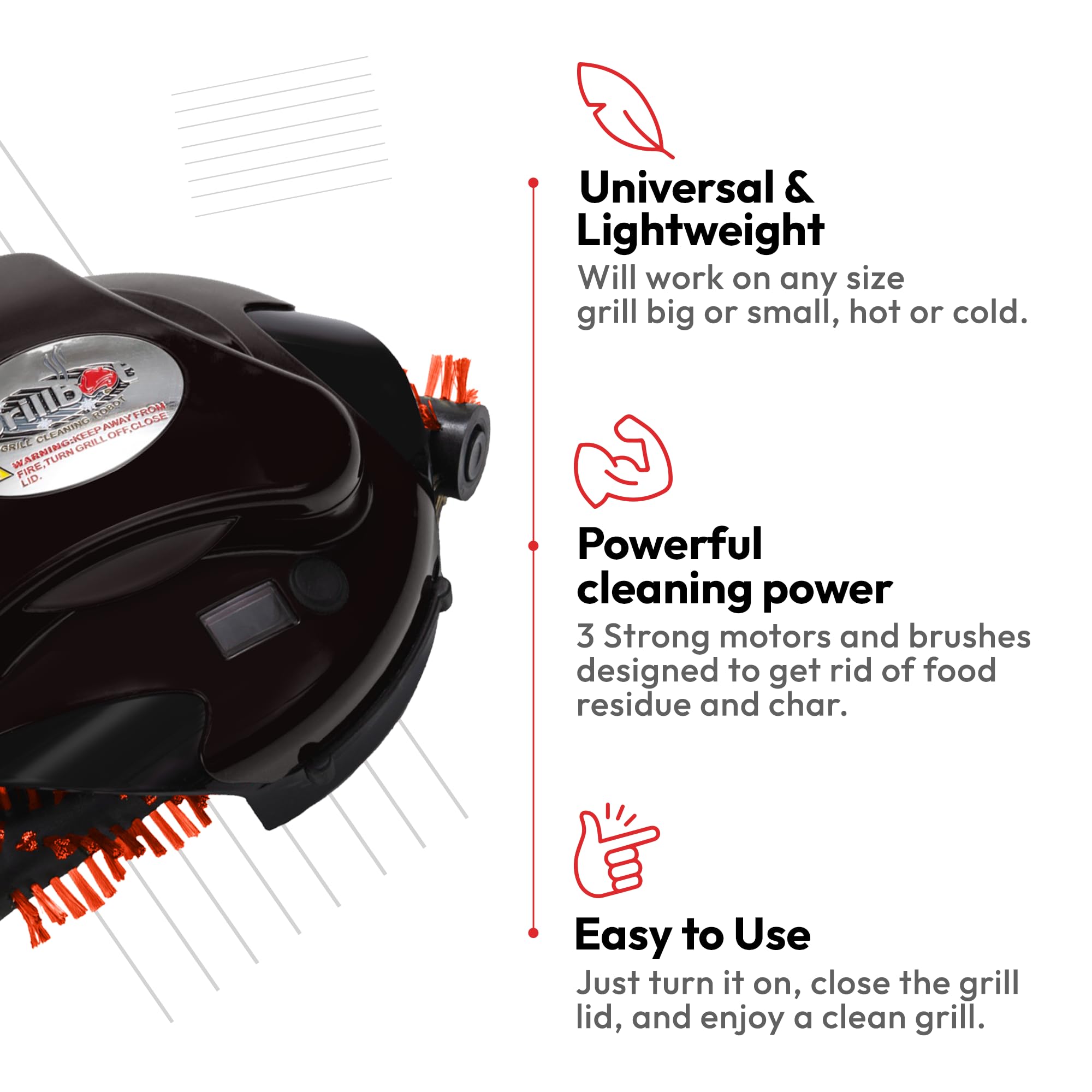 Grillbot Automatic Grill Cleaning Robot (Red Grillbot + Carry Case, Grillbot Bundle)