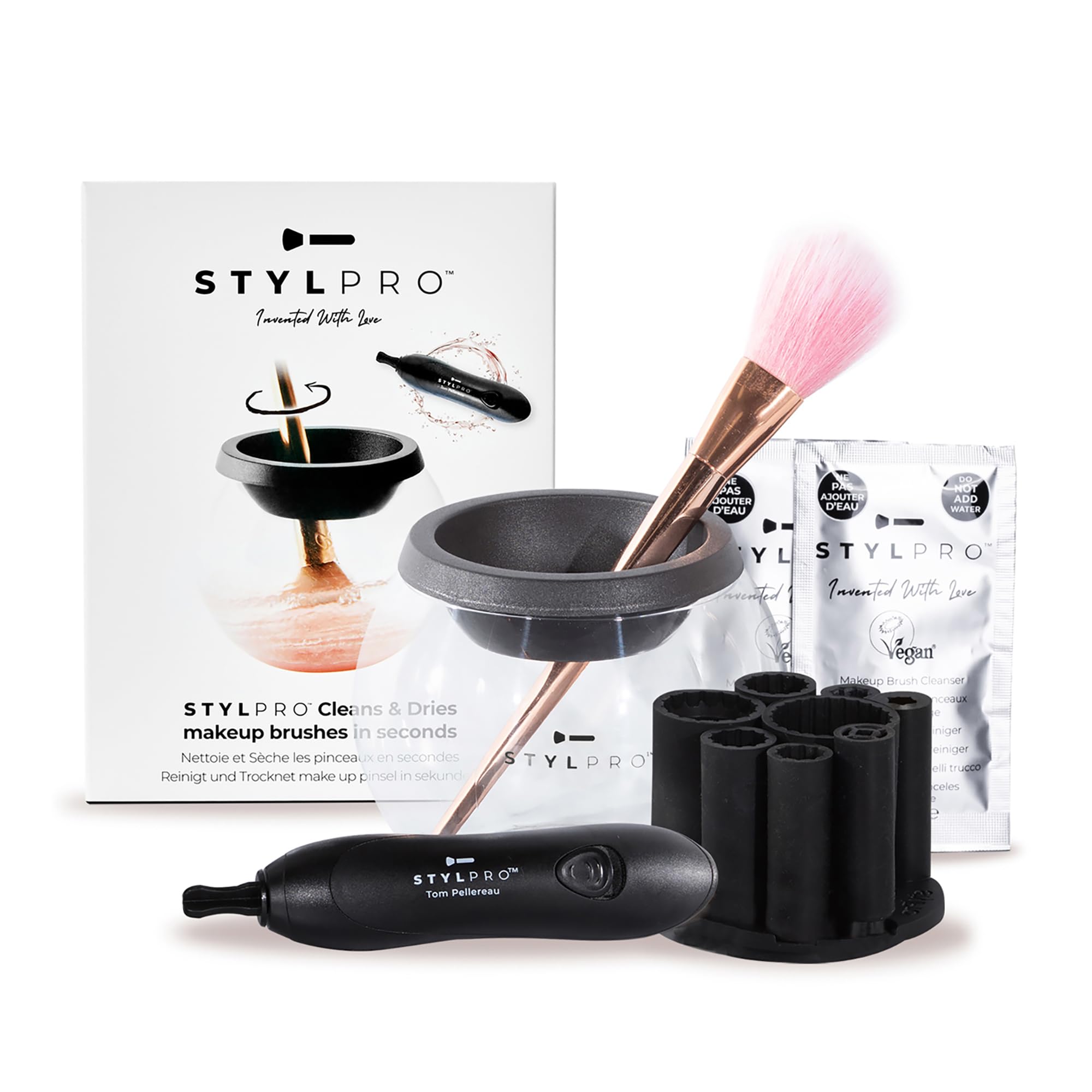 Stylideas Stylpro Original Makeup Brush Cleaner and Dryer - Clean and Dry Makeup Brushes in 30 Seconds - Removes Dirt, Pollutants, and Stains - 1 pc.