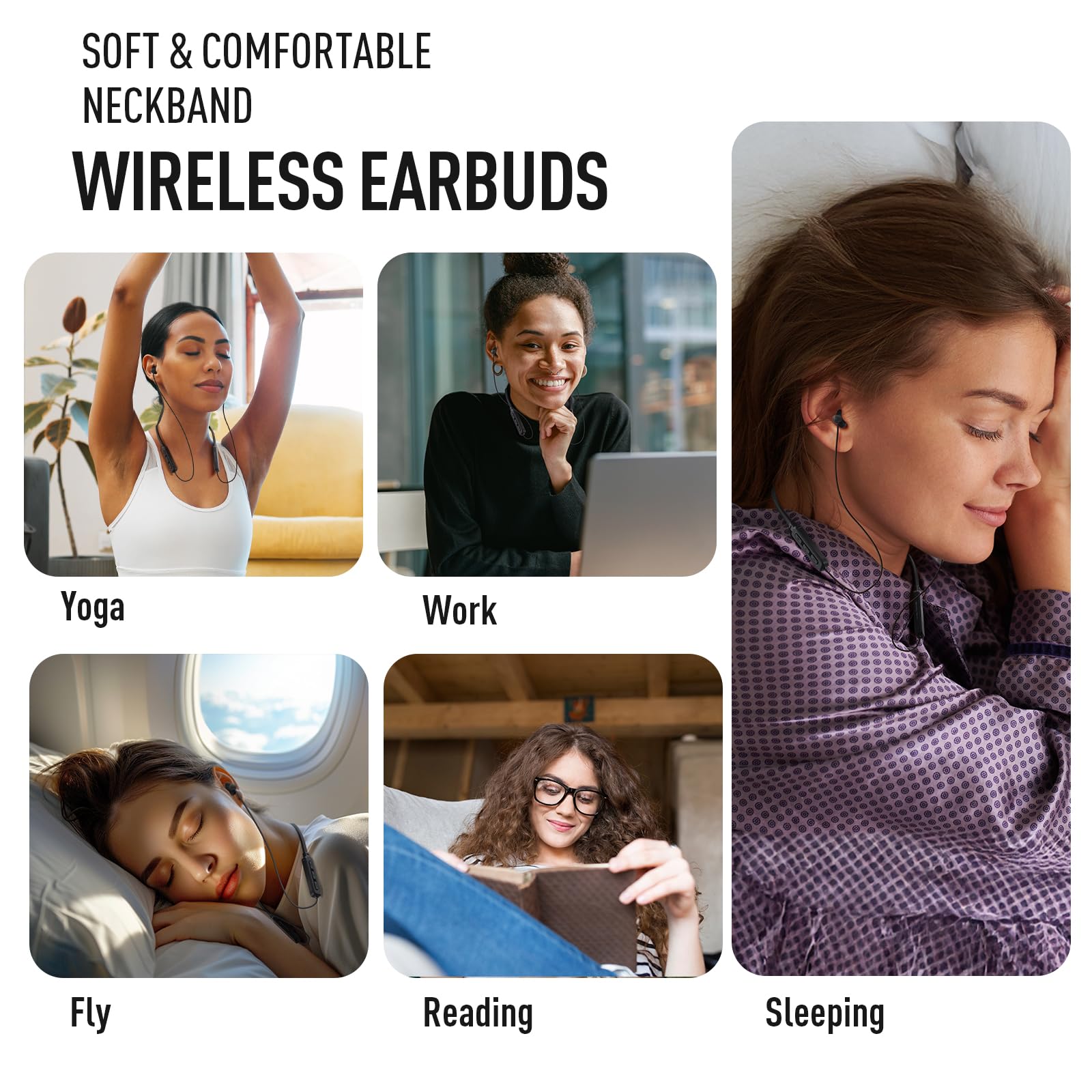 Hearprotek Wireless Headphones, Bluetooth 5.4 Sleep Soft and Lightweight in-Ear Earbuds for Sleeping, 25+Hour Playtime, Ideal for Side Sleepers, Relaxing, Meditating