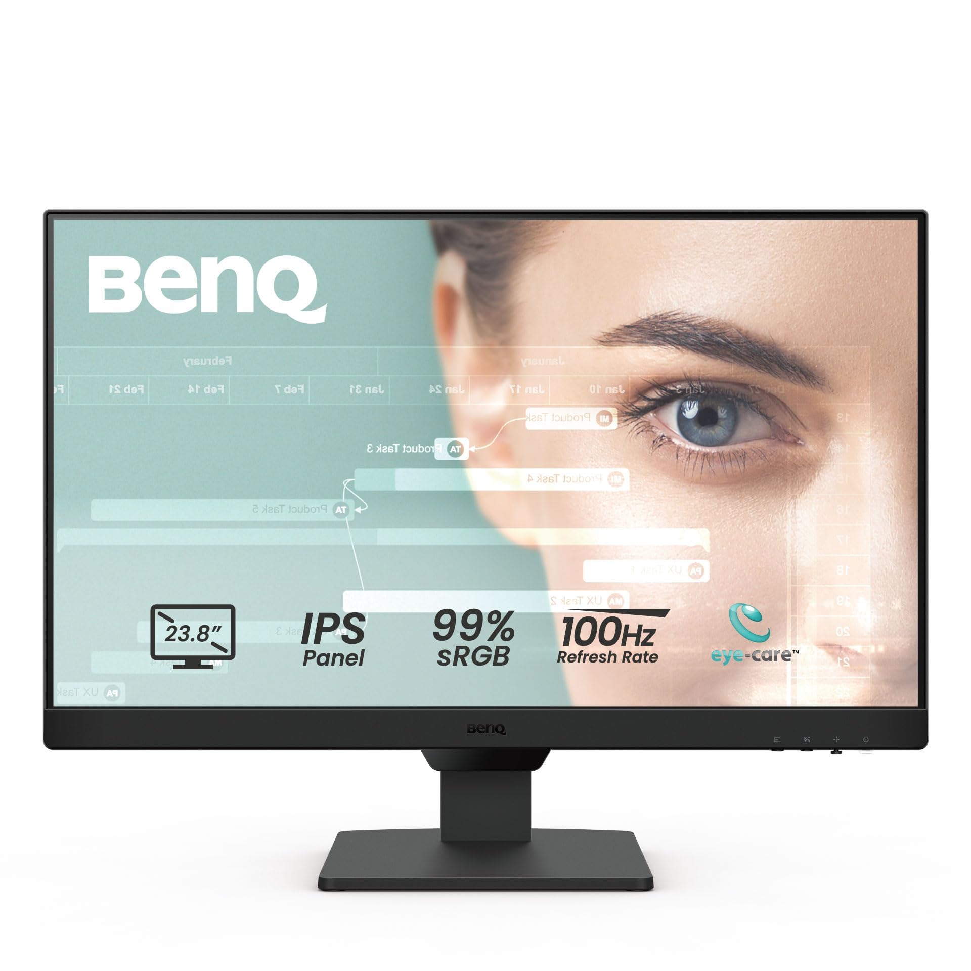 BenQ GW2490 100Hz Gaming Computer Monitor 24" FHD 1920x1080p | IPS | Eye-Care Tech | Low Blue Light | Anti-Glare | Adaptive Brightness | Built-in Speakers | DisplayPort | HDMI x 2