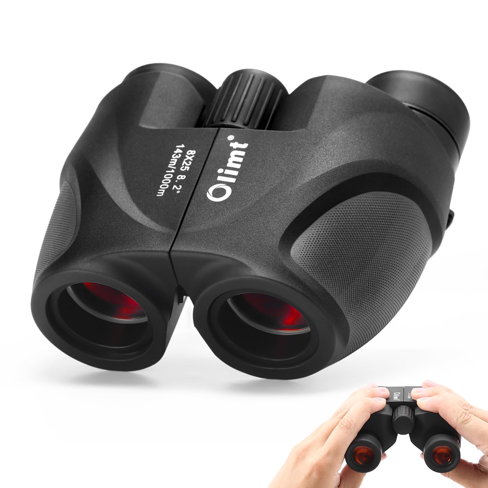 8x25 Compact Binoculars, 8X Small Mini Pocket Portable Size 8.2° Wide Angle View Lightweight 21mm Large Eyepiece ED Lens for Adults Youth Travel Hiking Cruise Safari Birding Sports Wildlife Viewing