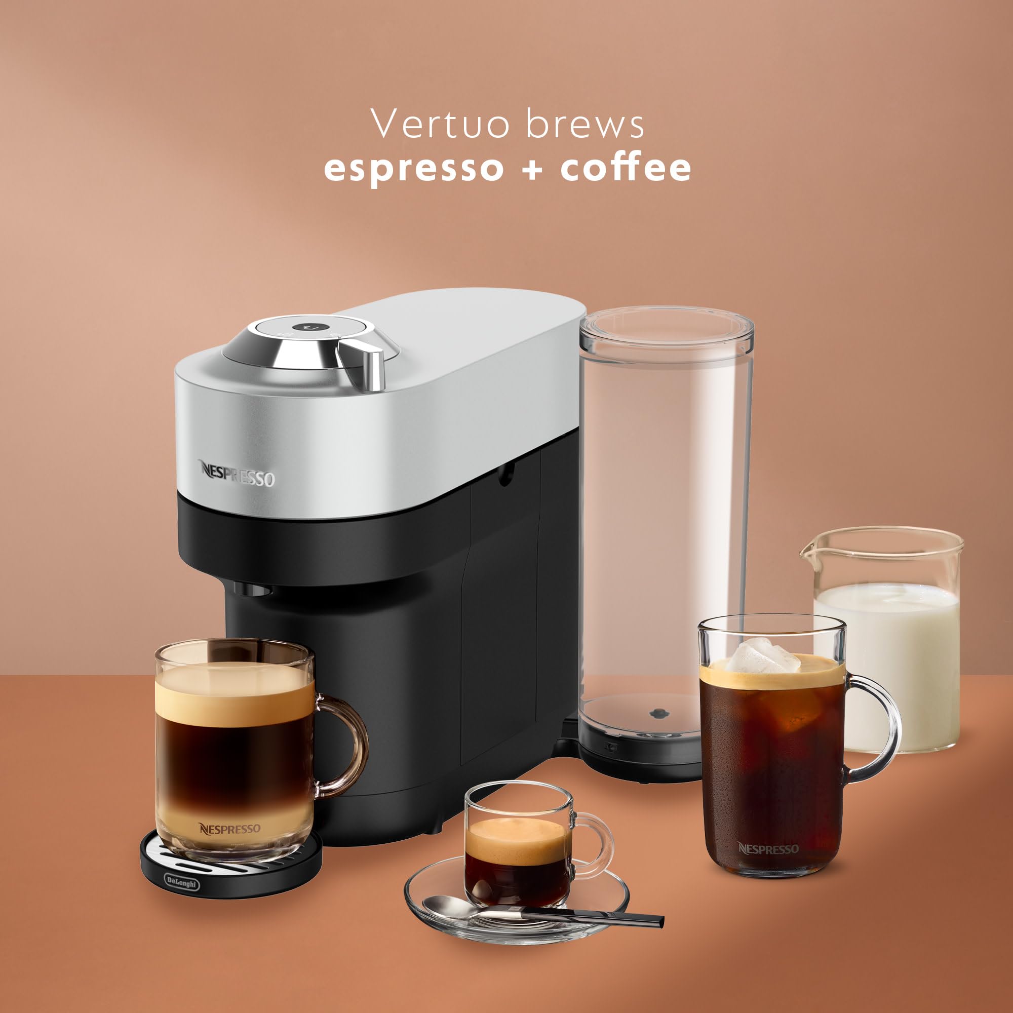 Nespresso Vertuo Pop+ Deluxe by De'Longhi with Aeroccino, Silver