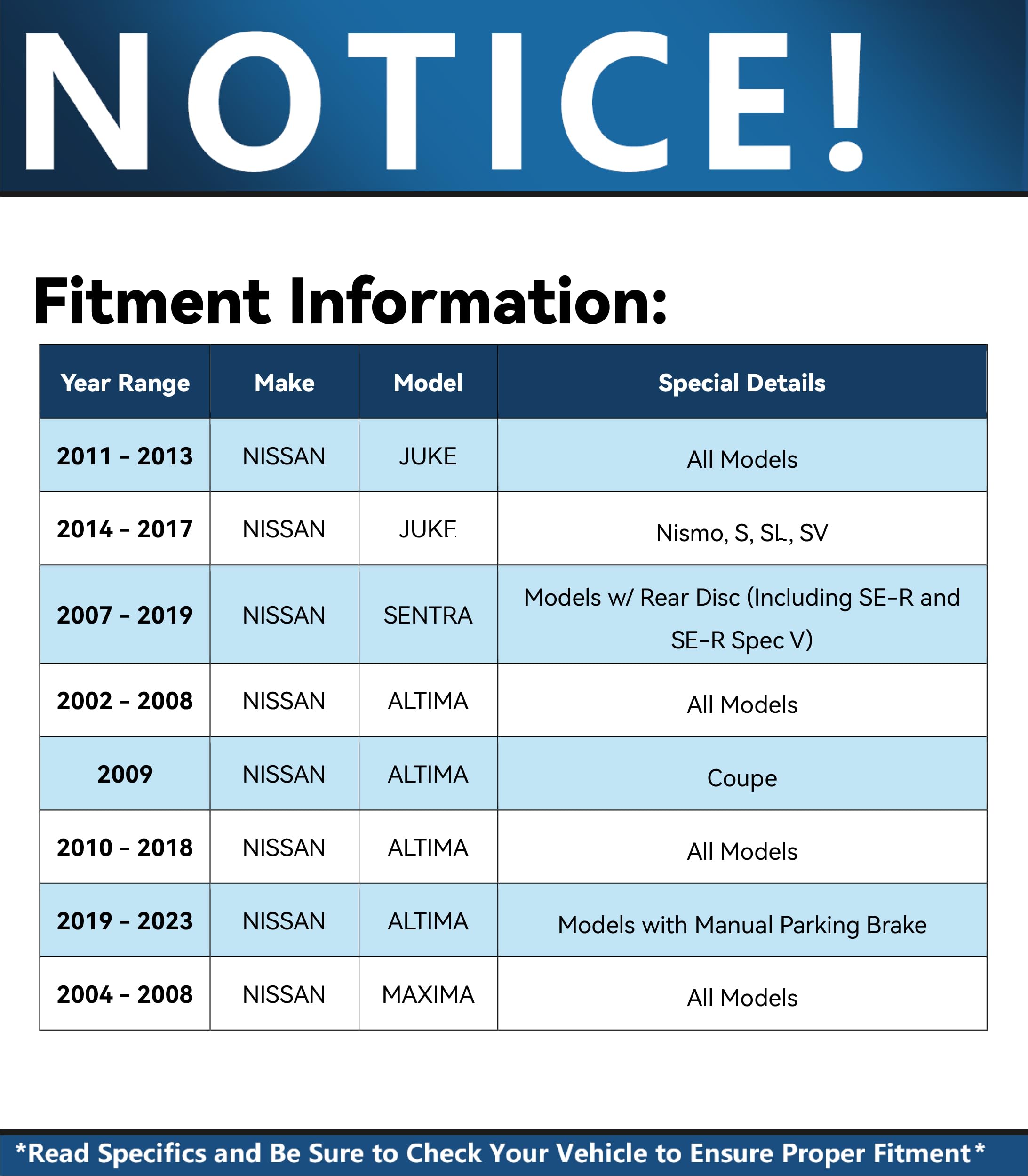 Detroit Axle - Rear Brake Kit for Nissan Altima Maxima Juke Sentra Disc Brake Rotors and Ceramic Brakes Pads Replacement : 11.46" inch Rotor